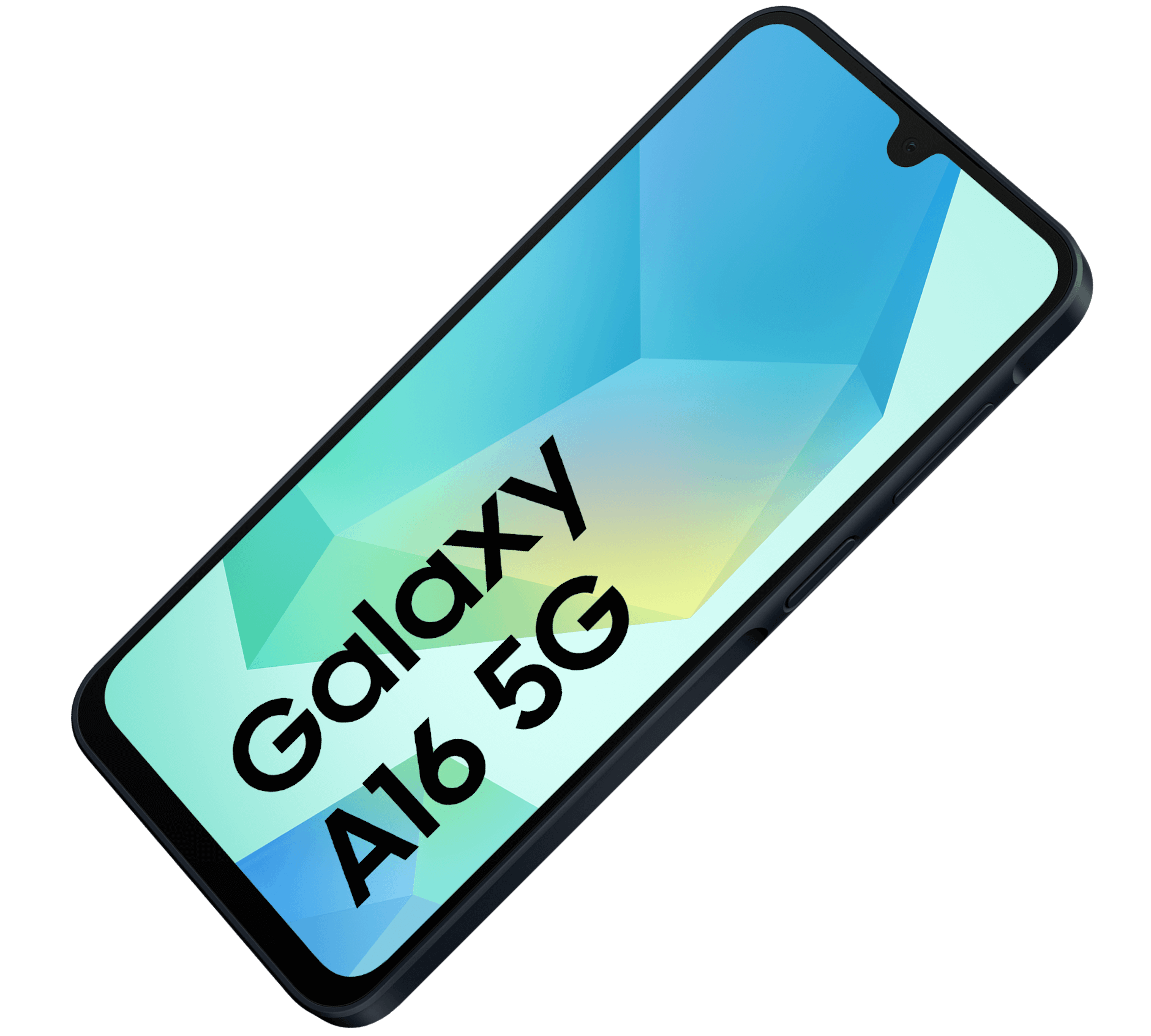 Highlight Bild vom Gerät Schräge Vorderansicht Samsung Galaxy A16 Blauschwarz.