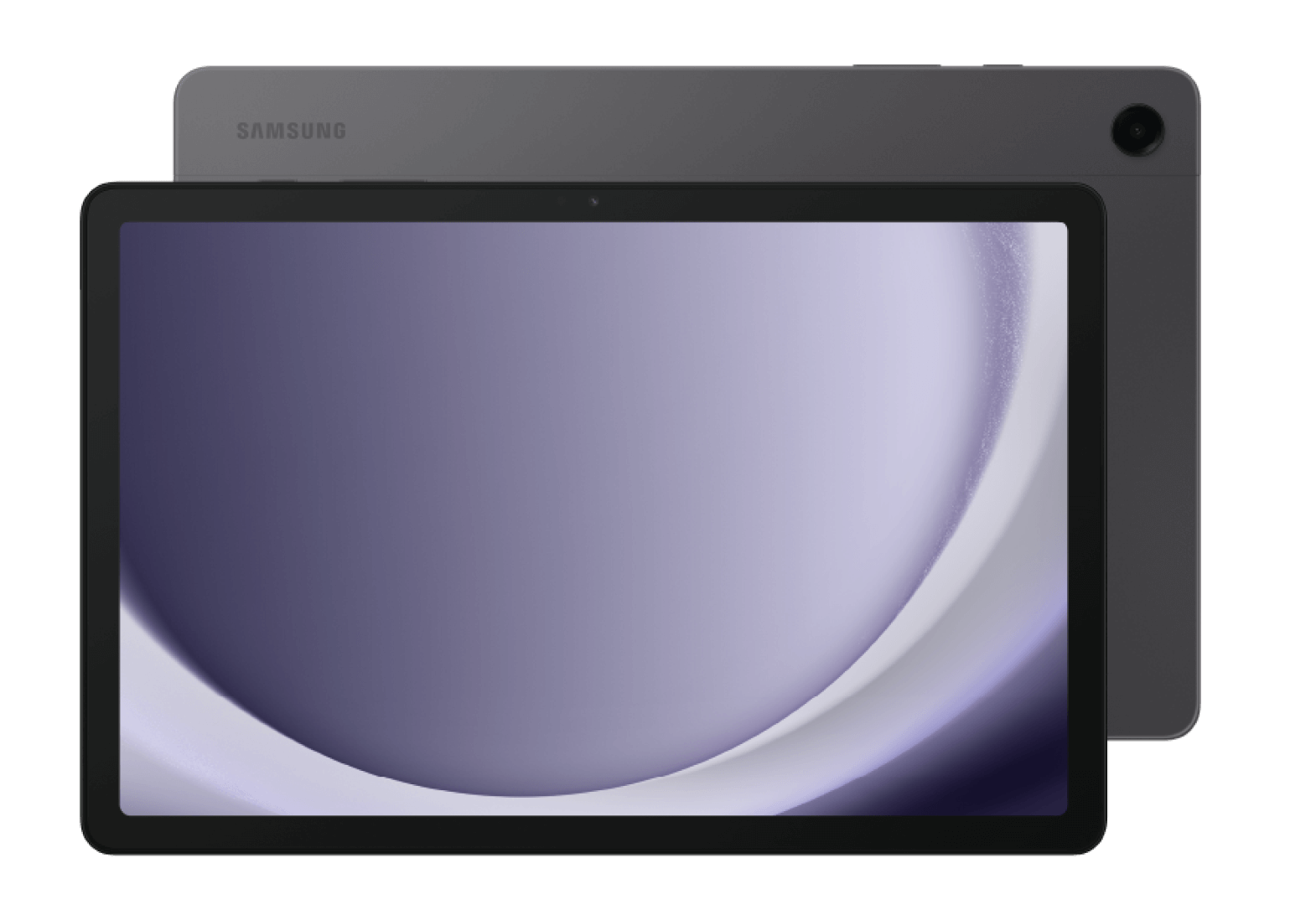 Vorder- und Rückansicht Samsung Galaxy Tab A9 Plus Graphit.