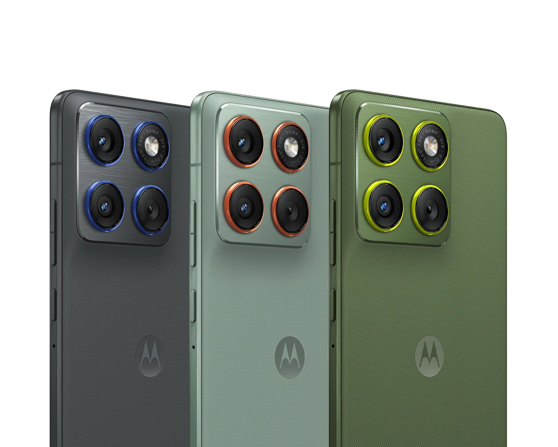 Detailansicht Kamera Motorola Edge 70 in verschiedenen Farben.