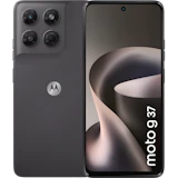 Motorola Moto G 37 in Schwarz/Grau, Vorder- und Rückseite nebeneinander.