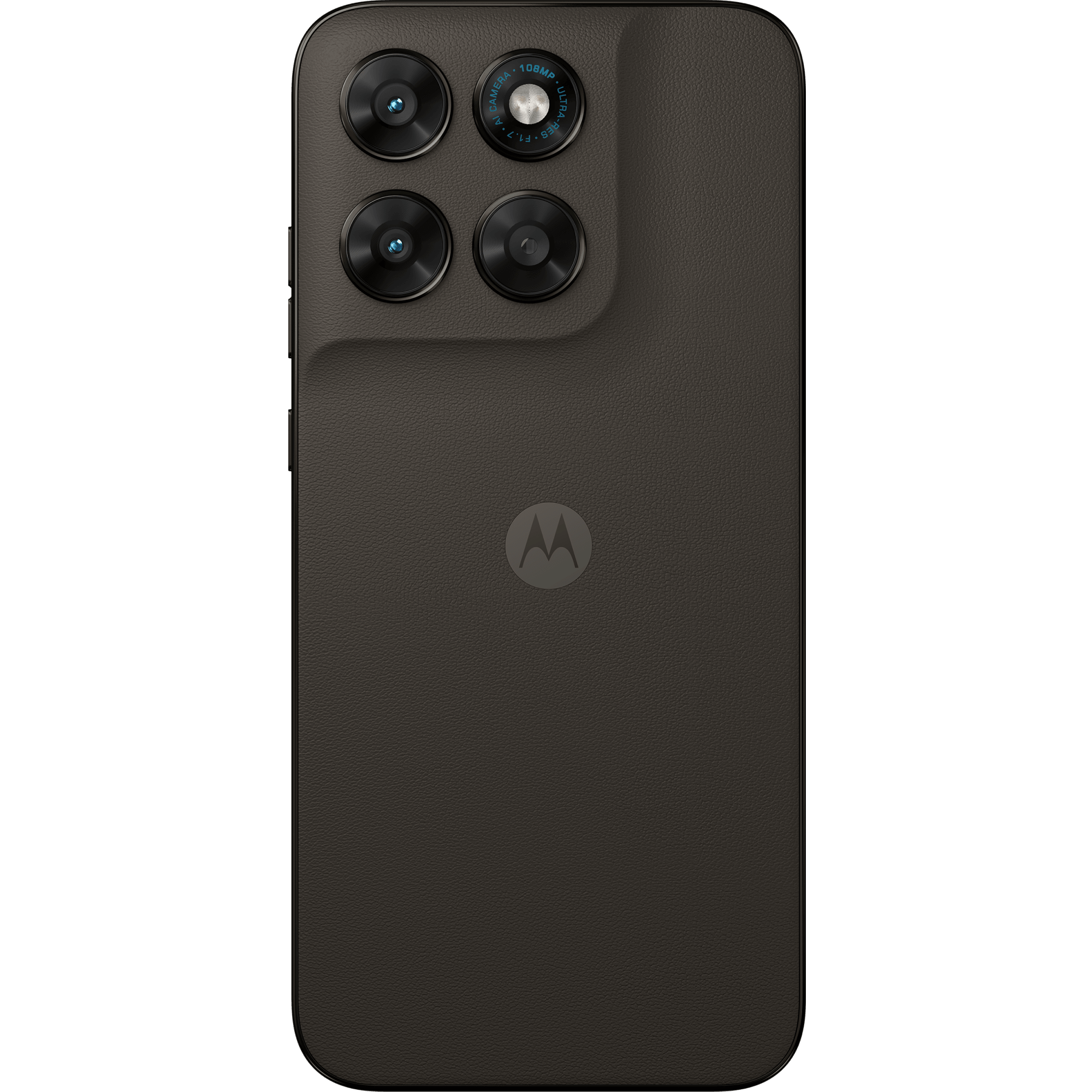 Rückansicht moto g77 in der Farbe Black Olive.