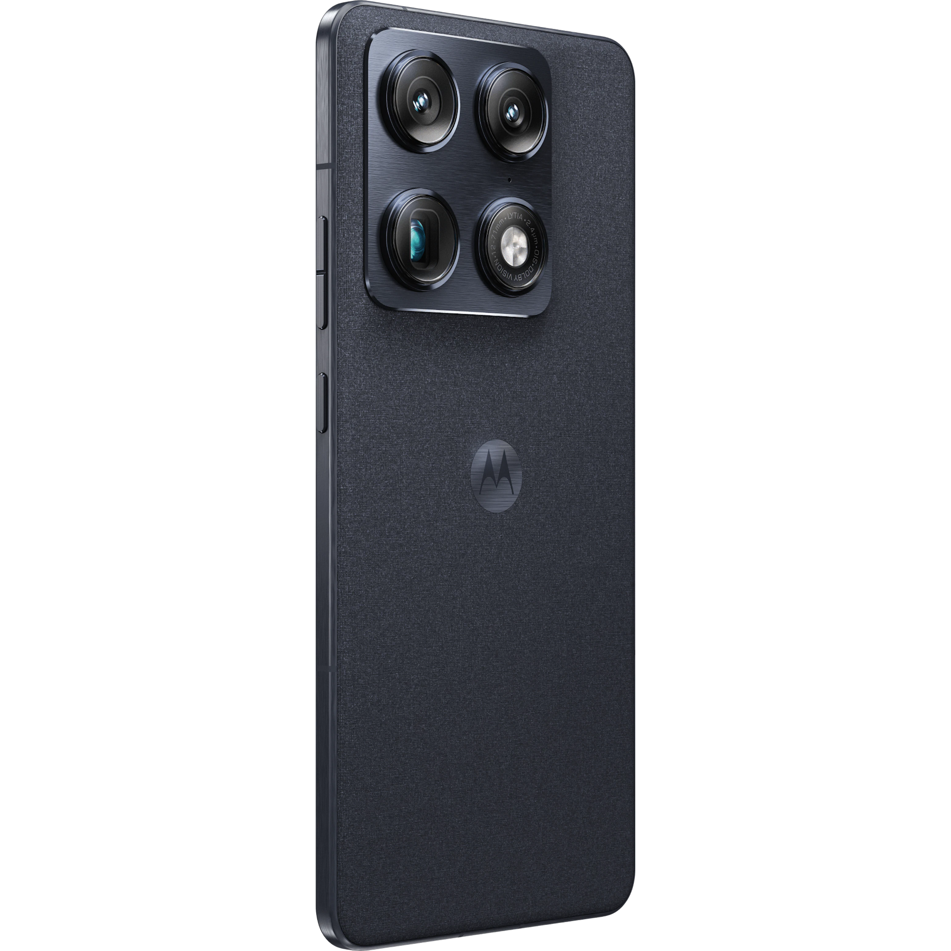 Seitliche Rückansicht Motorola Signature in der Farbe Carbon.