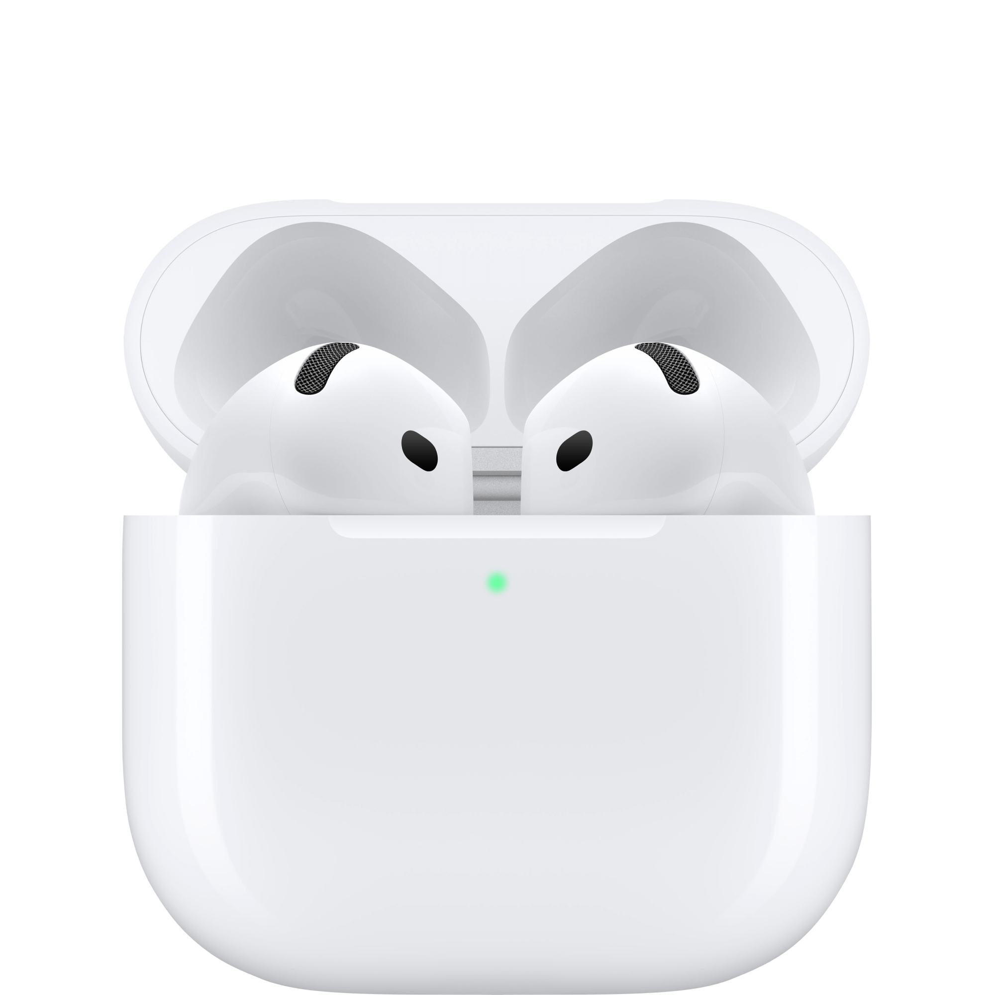 Apple AirPods Pro 4, Frontansicht mit Case.