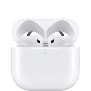 Apple AirPods Pro 4, Frontansicht mit Case. Apple AirPods Pro 4, Frontansicht mit Case.