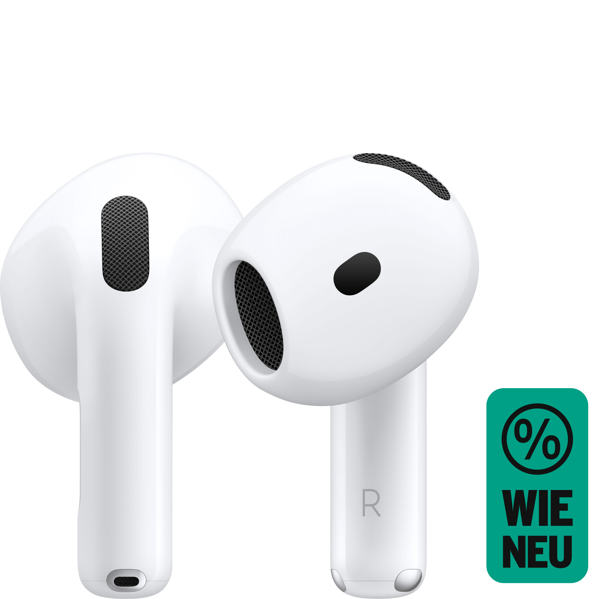 Apple AirPods Pro 4, Front- und Rückansicht Detail. Wie neu.