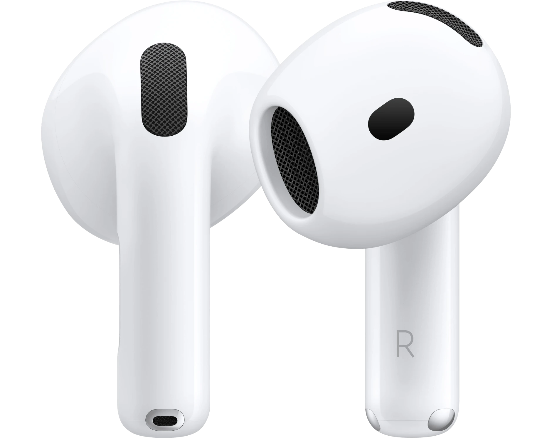 Apple AirPods Pro 4, Front- und Rückansicht Detail.