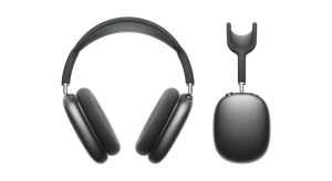 Apple Airpods Max in Schwarz. Apple Airpods Max in Schwarz. Frontale und seitliche Ansicht.