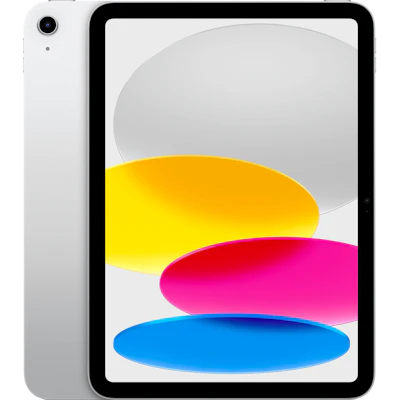 Vorder- und Rückansicht Apple iPad A16 Silber. Vorder- und Rückansicht Apple iPad A16 Silber.