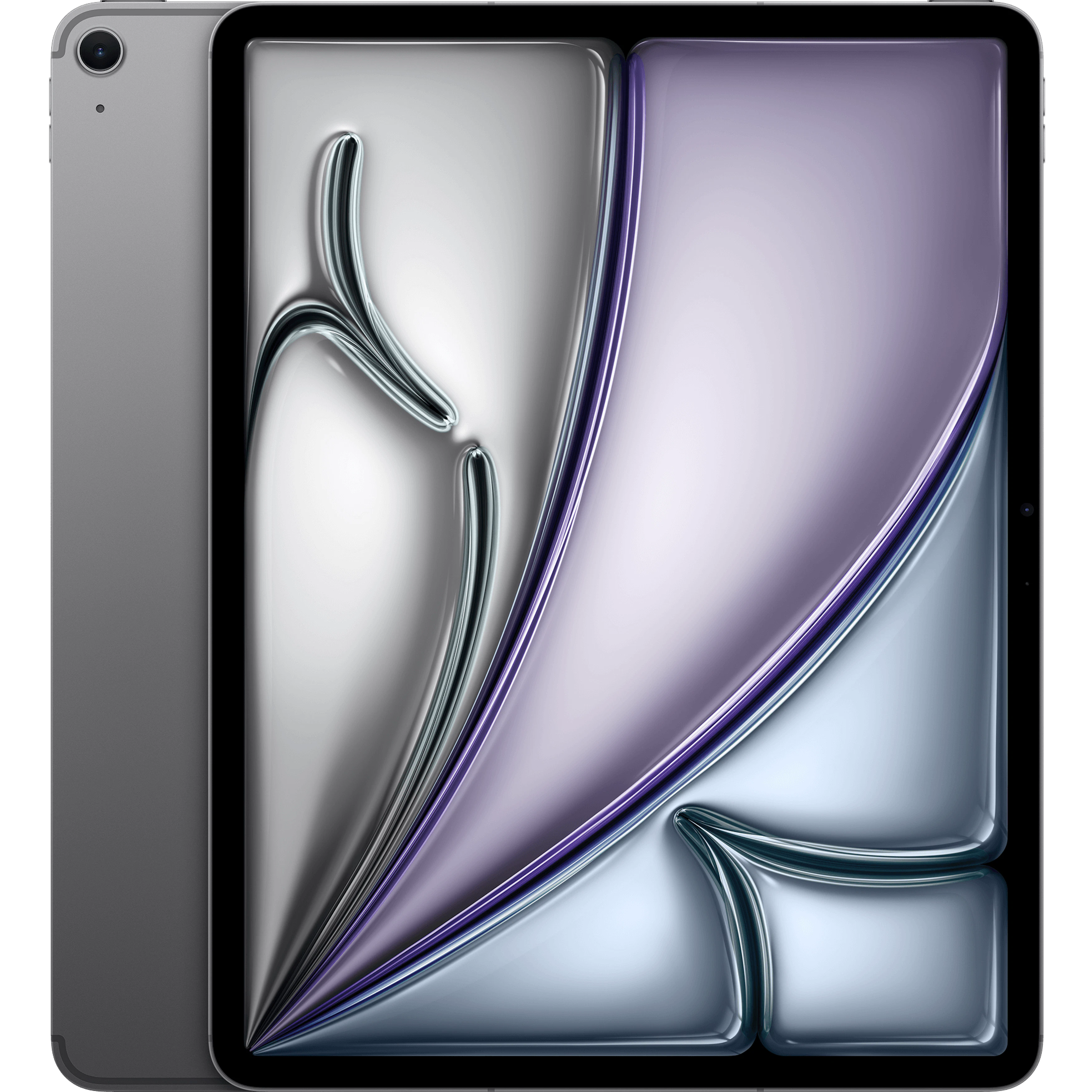 Rück- und Vorderansicht iPad Air 13-inch M4 Chip Cellular in Space Gray.