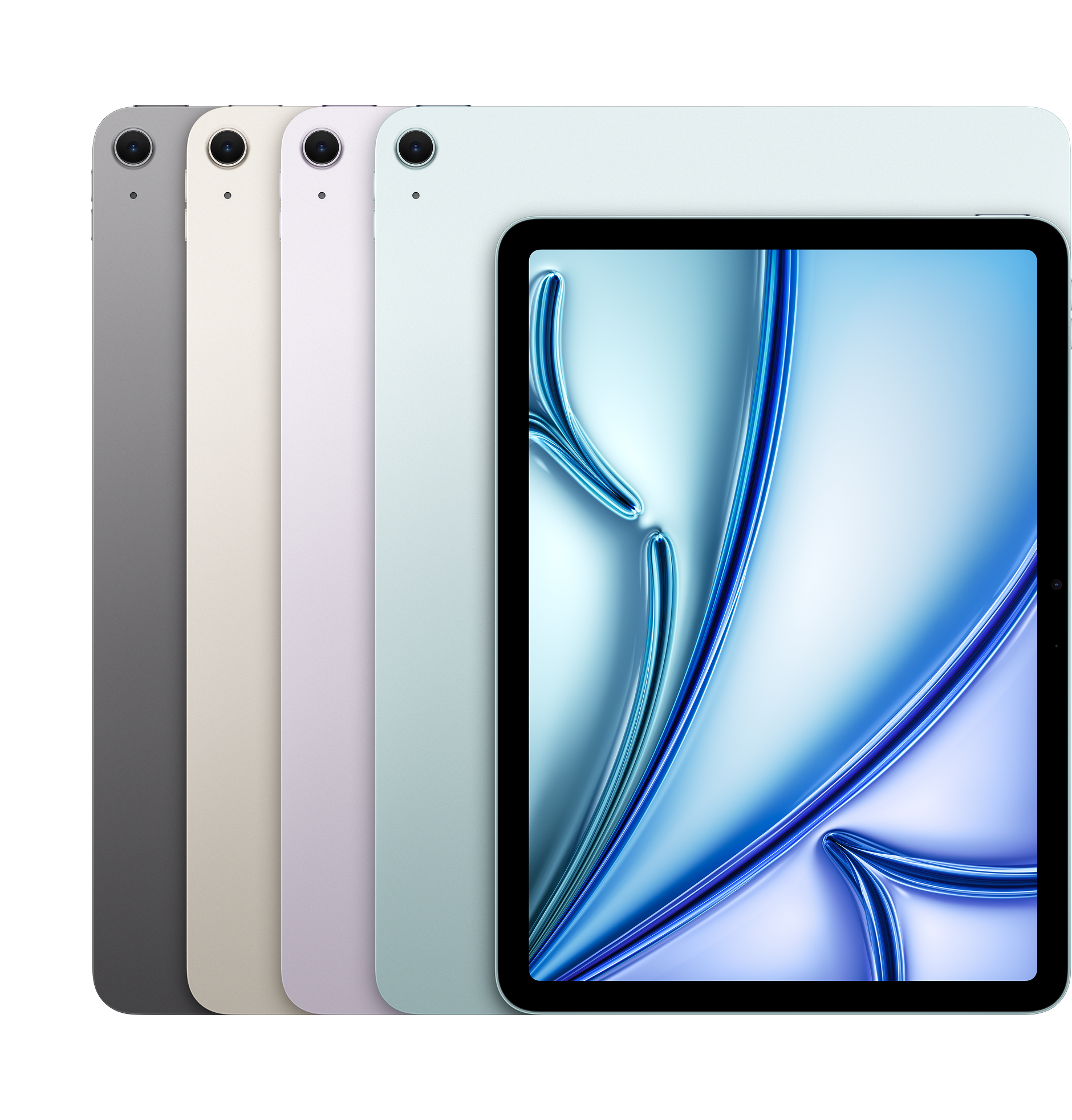 Rück- und Vorderansicht iPad Air 13-inch M4 Chip Cellular in Blue.