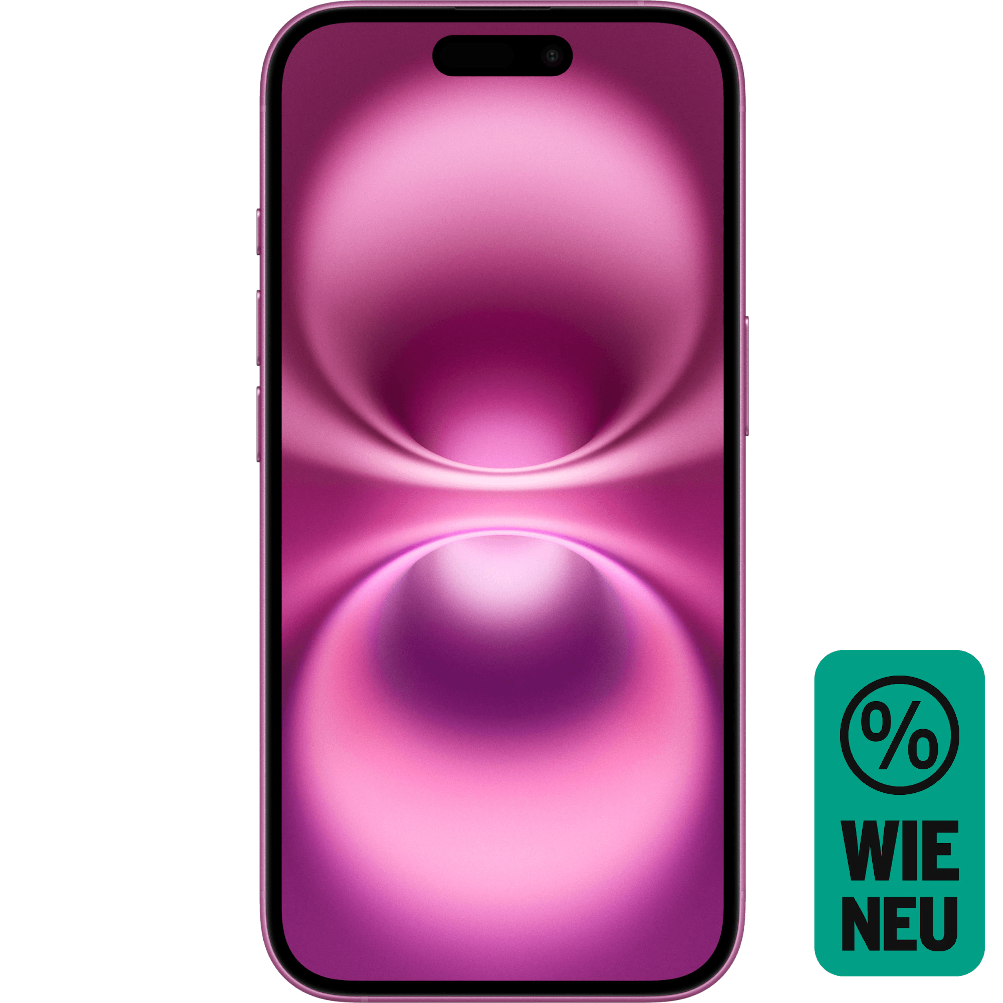 Vorderansicht Apple iPhone 16 Pink. Wie neu.