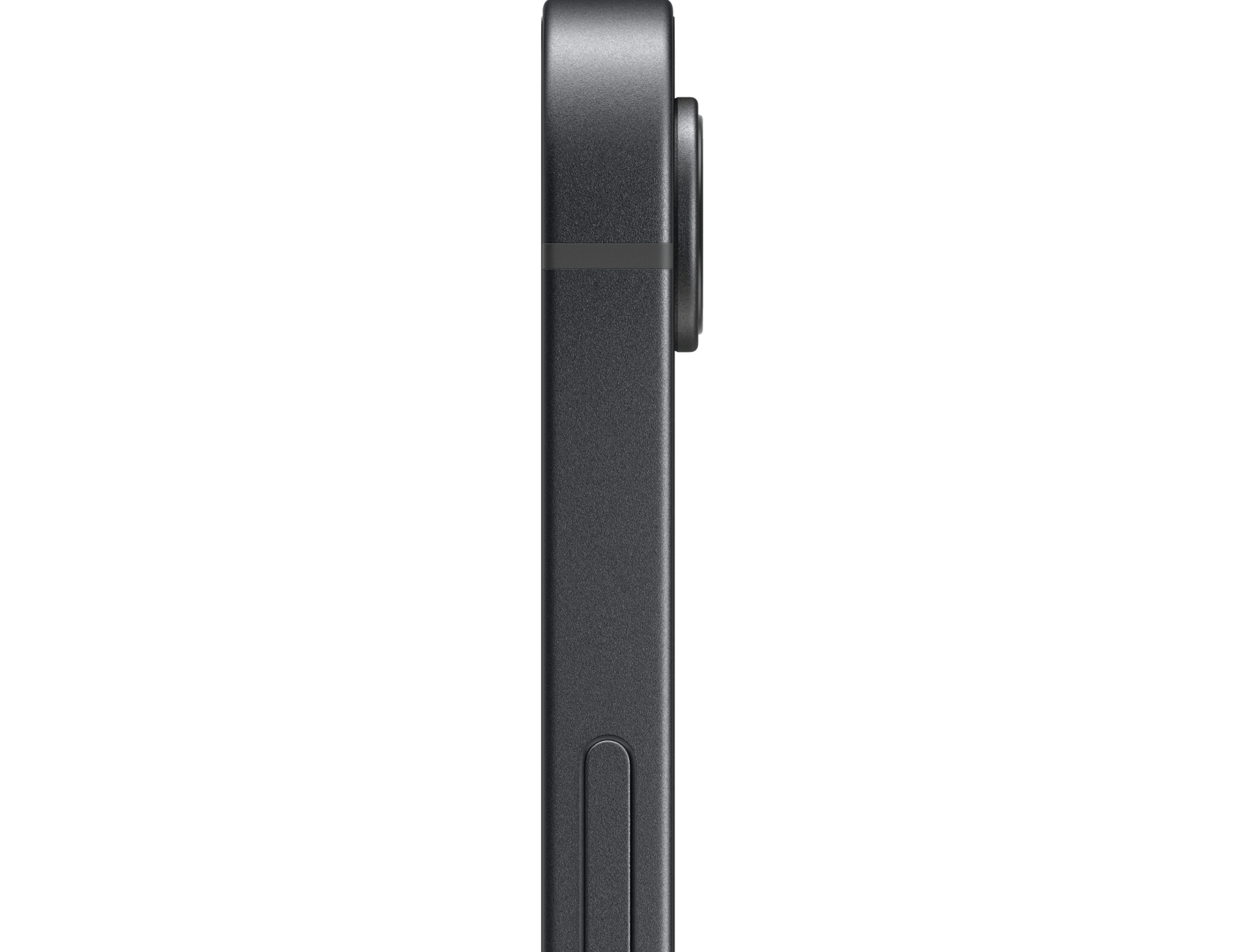 Seitliche Detailansicht Apple iPhone 16e Schwarz.