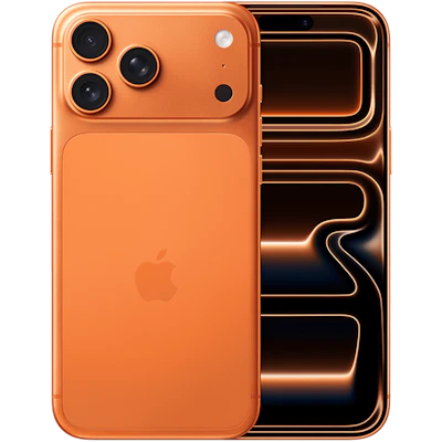 Rück- & Frontansicht Apple iPhone 17 Pro Max Cosmic Orange.