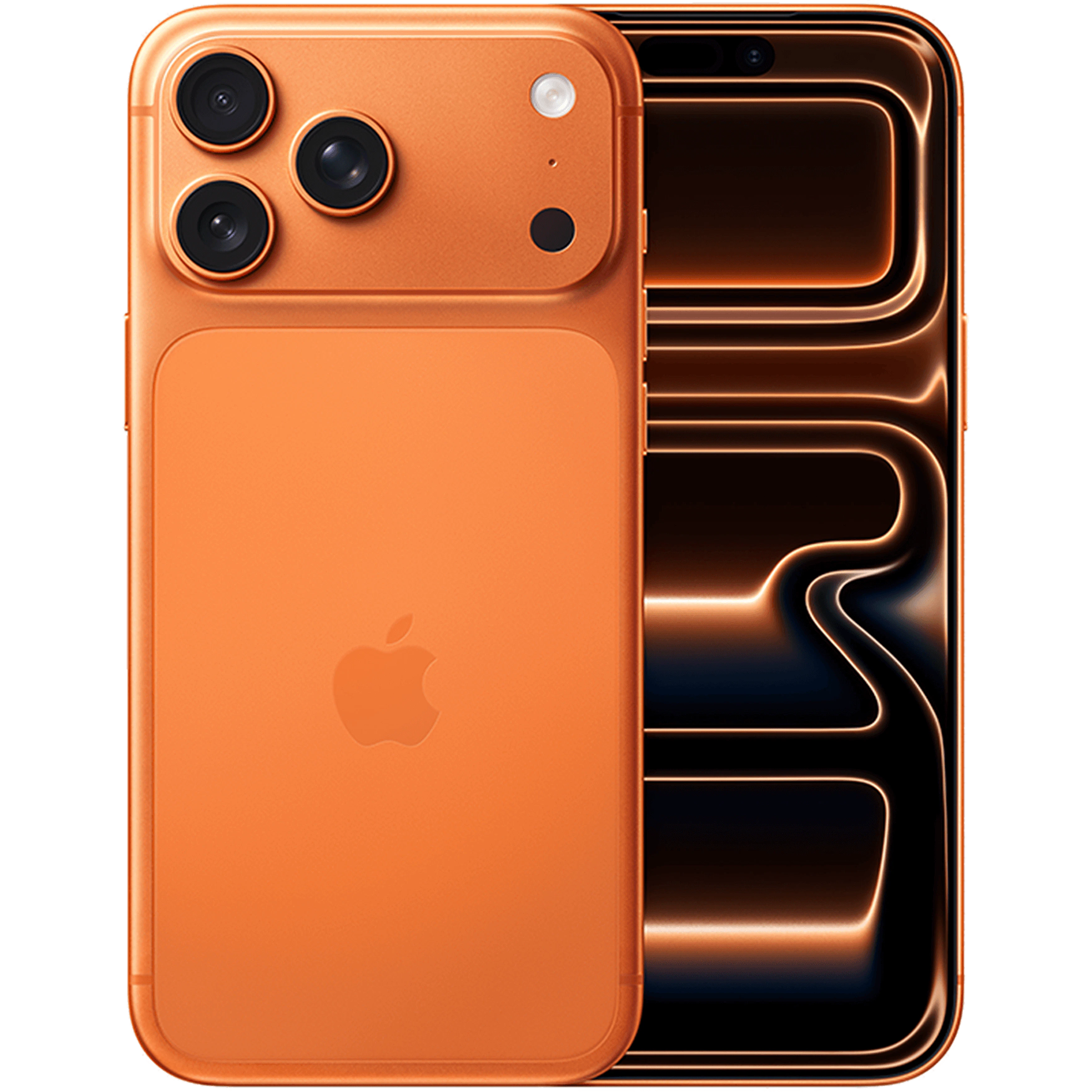 Rück- & Frontansicht Apple iPhone 17 Pro Max Cosmic Orange.