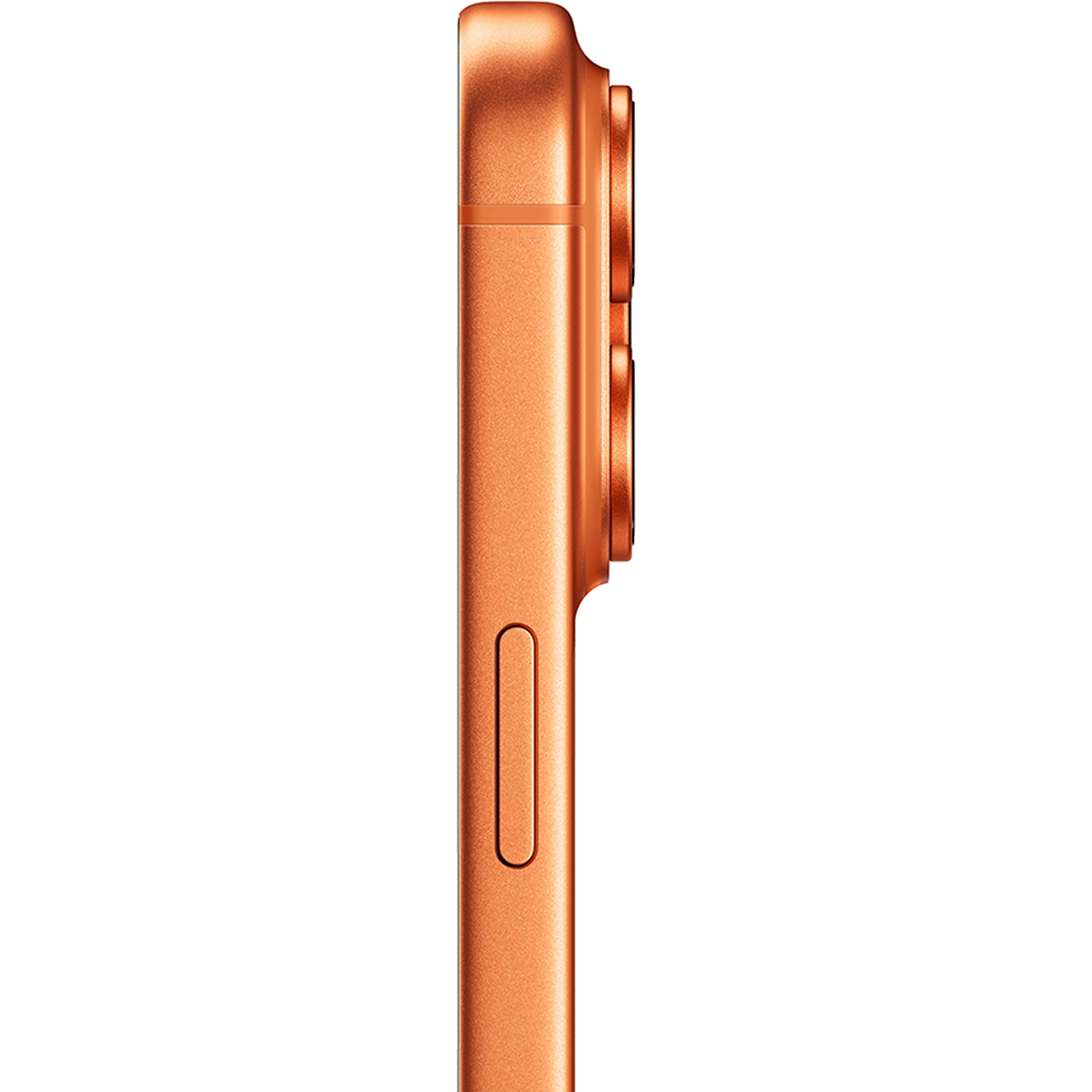 Seitenansicht Apple iPhone 17 Pro Max Cosmic Orange.