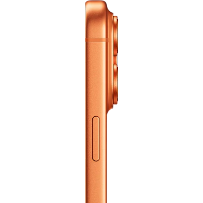 Seitenansicht Apple iPhone 17 Pro Max Cosmic Orange.