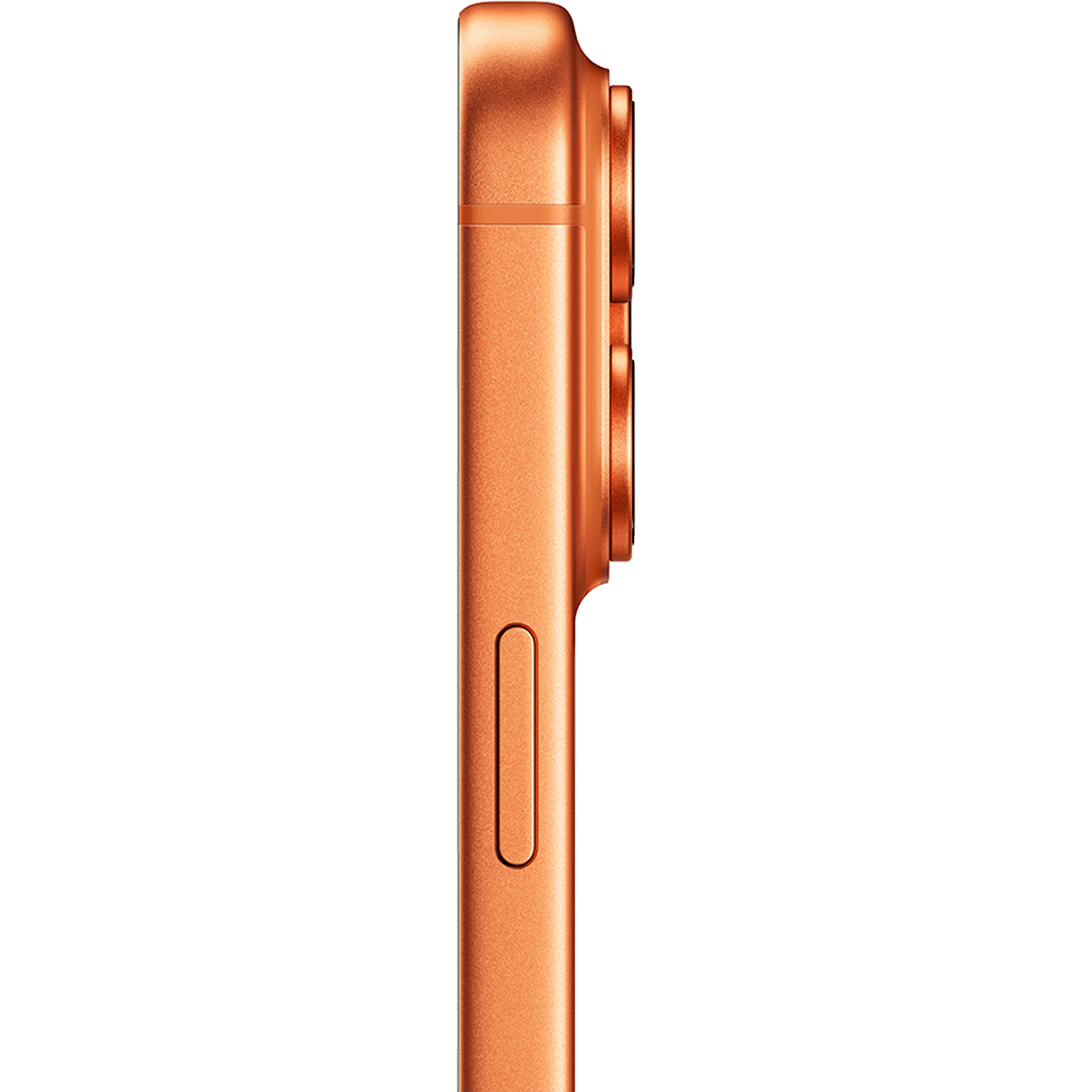 Seitenansicht Apple iPhone 17 Pro Max Cosmic Orange.