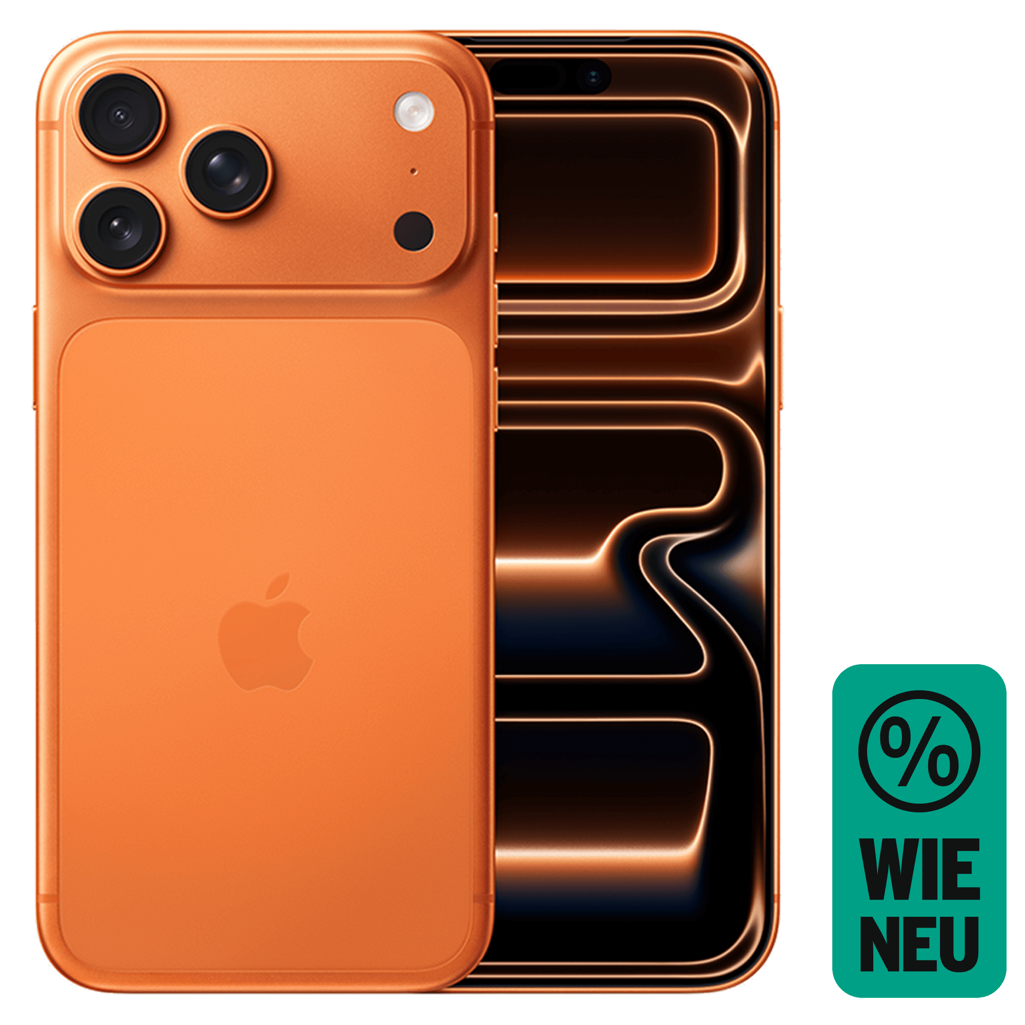 Rück- & Frontansicht Apple iPhone 17 Pro Max Cosmic Orange. Wie neu.
