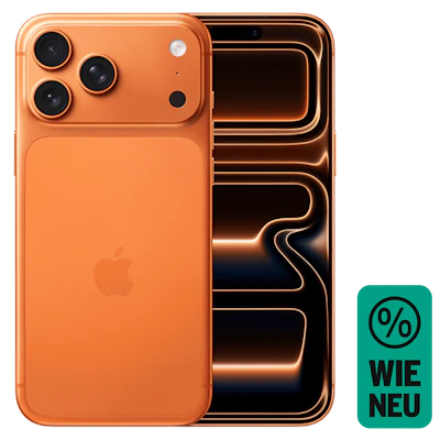 Rück- & Frontansicht Apple iPhone 17 Pro Max Cosmic Orange. Wie neu.