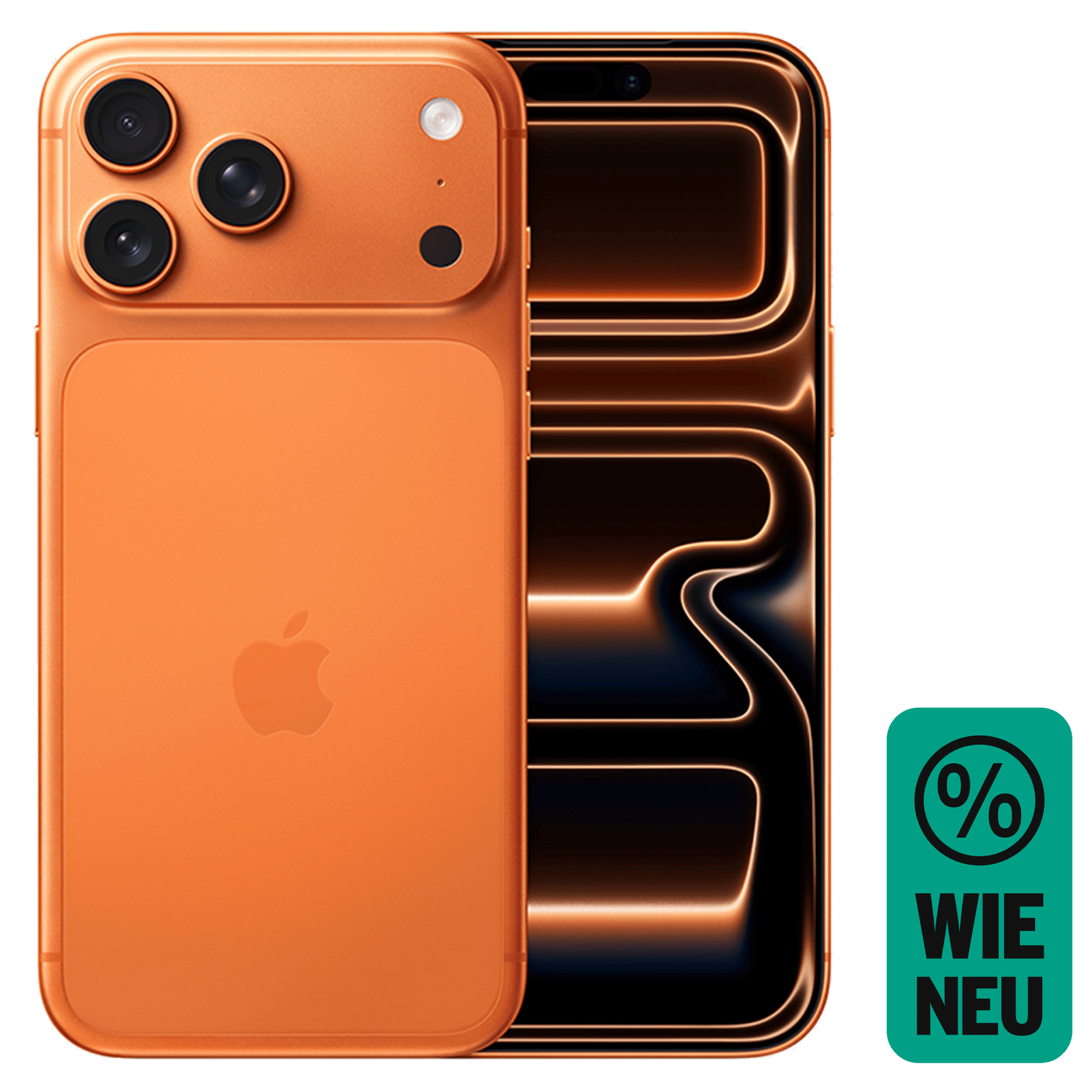 Rück- & Frontansicht Apple iPhone 17 Pro Max Cosmic Orange. Wie neu.