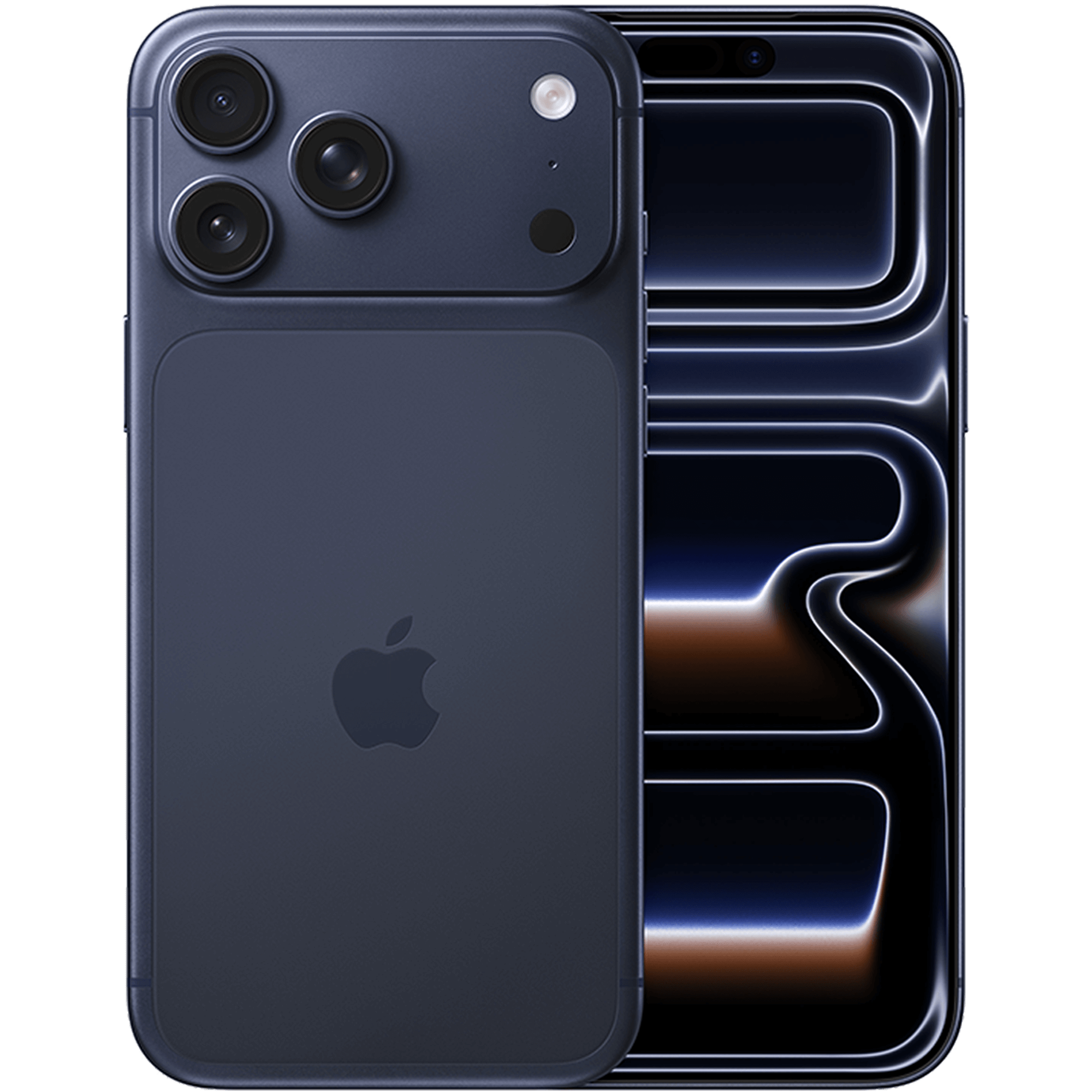 Rück- & Frontansicht Apple iPhone 17 Pro Max Deep Blue.