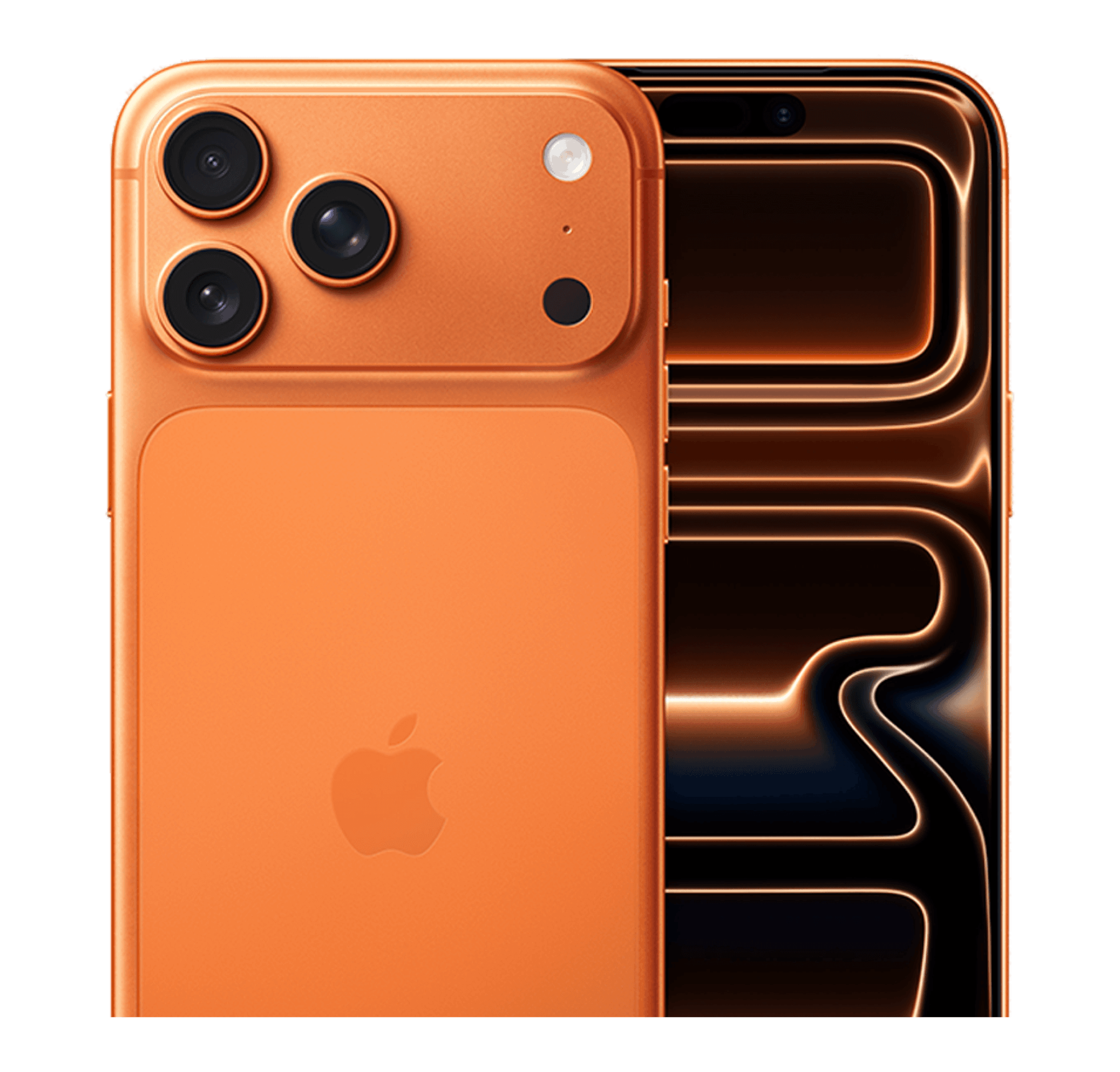 Rück- & Frontansicht Apple iPhone 17 Pro Max Cosmic Orange.