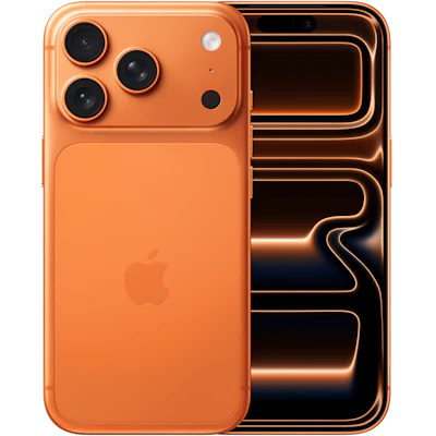 Rück- & Frontansicht Apple iPhone 17 Pro Cosmic Orange.