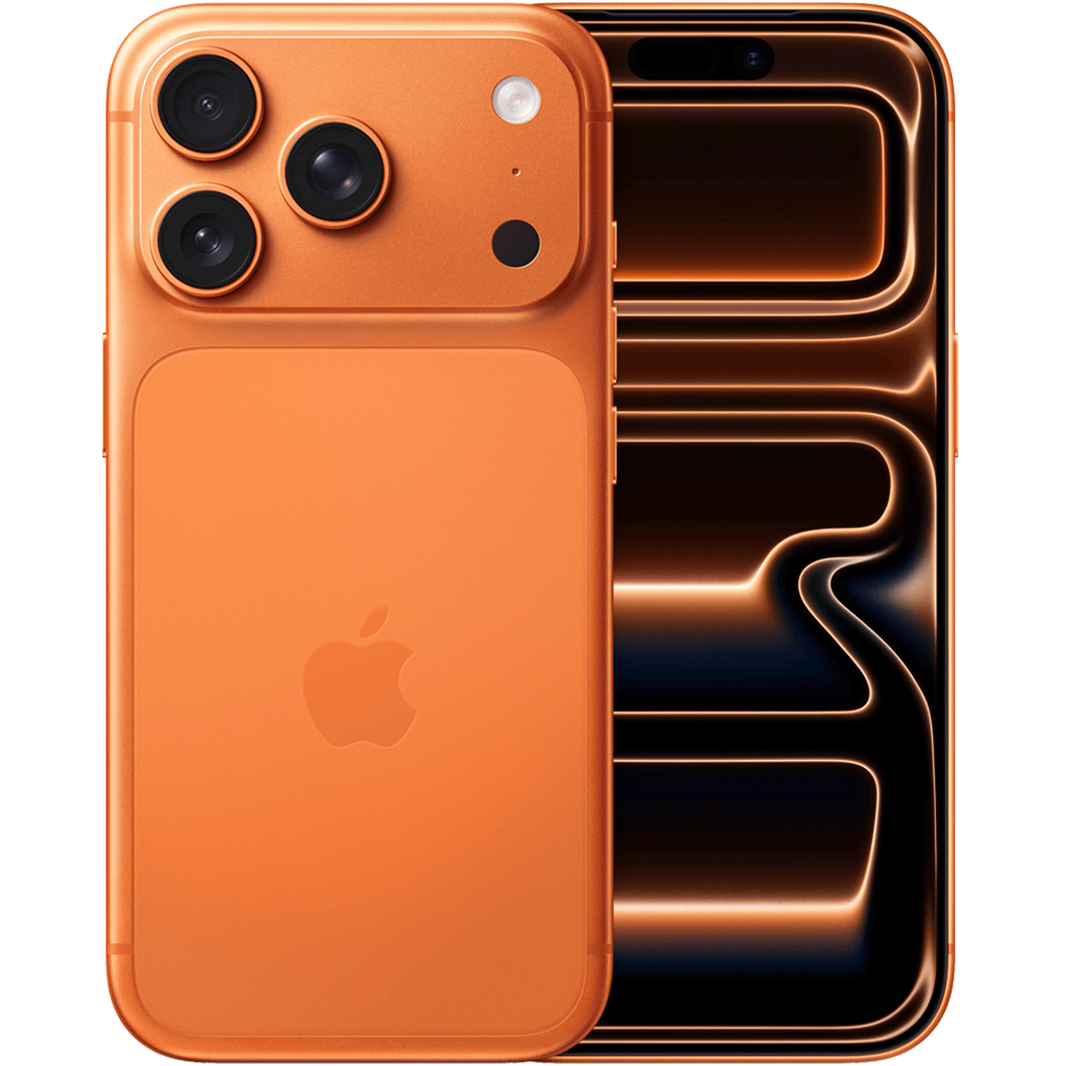 Rück- & Frontansicht Apple iPhone 17 Pro Cosmic Orange.