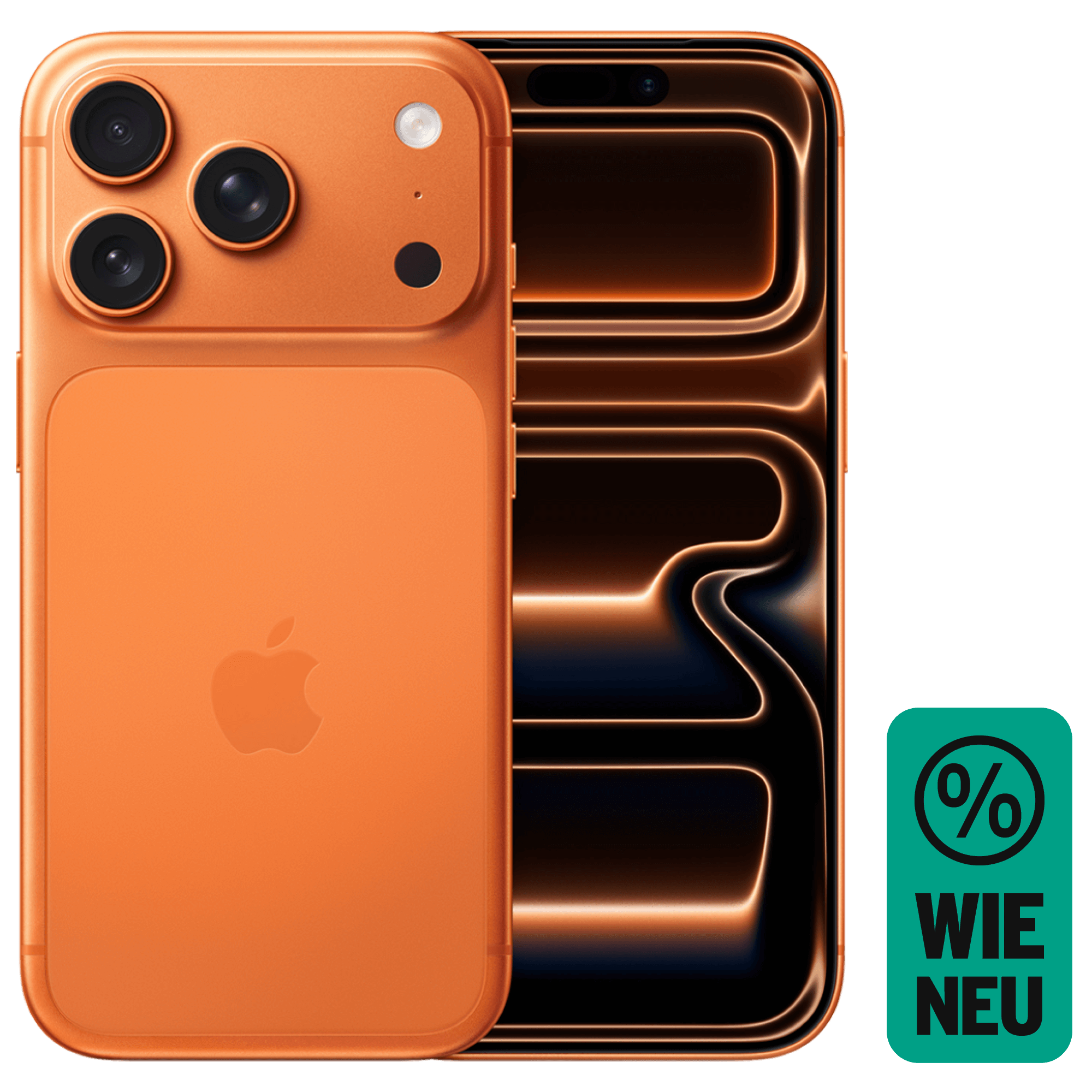 Rück- & Frontansicht Apple iPhone 17 Pro Cosmic Orange. Wie neu.