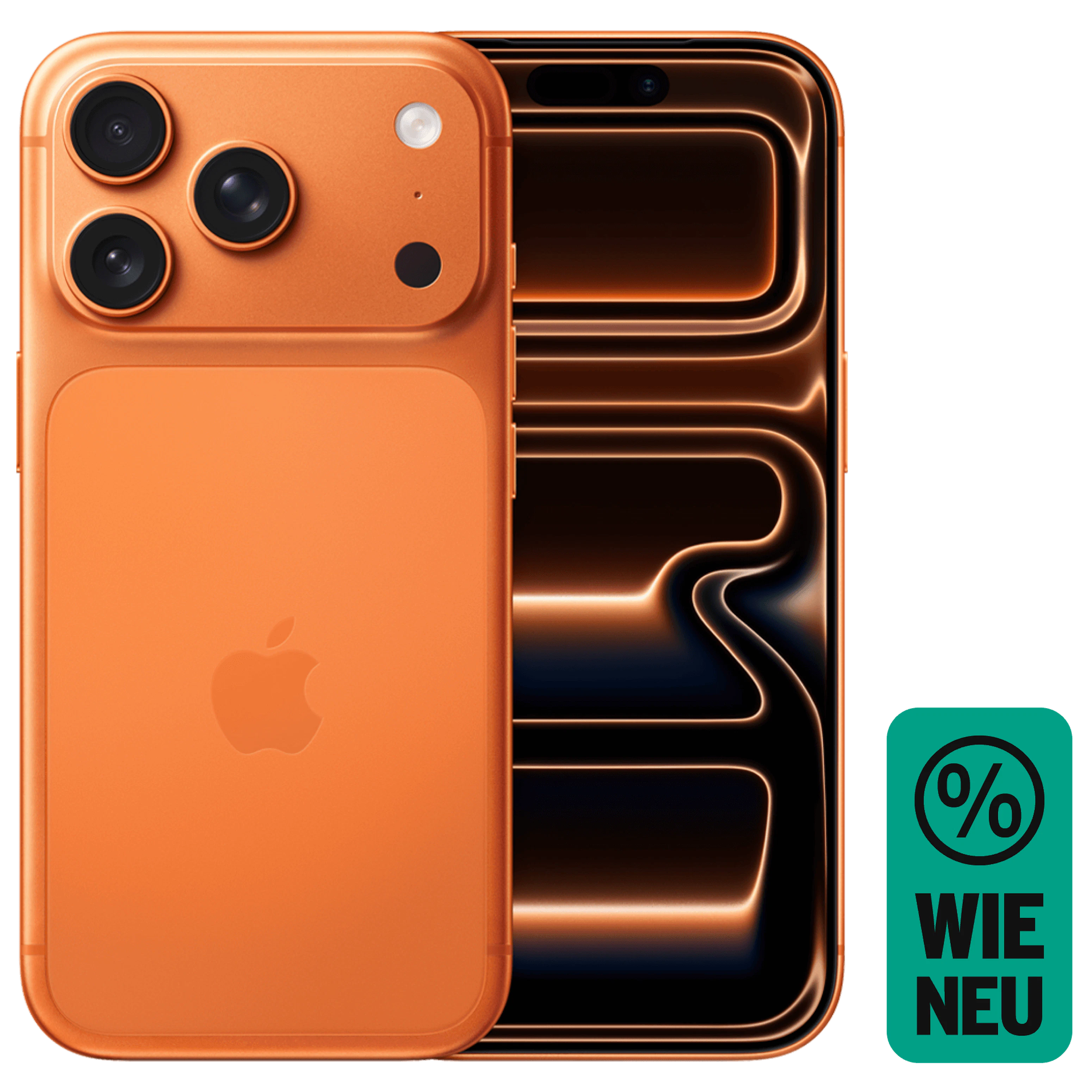 Rück- & Frontansicht Apple iPhone 17 Pro Cosmic Orange. Wie neu.
