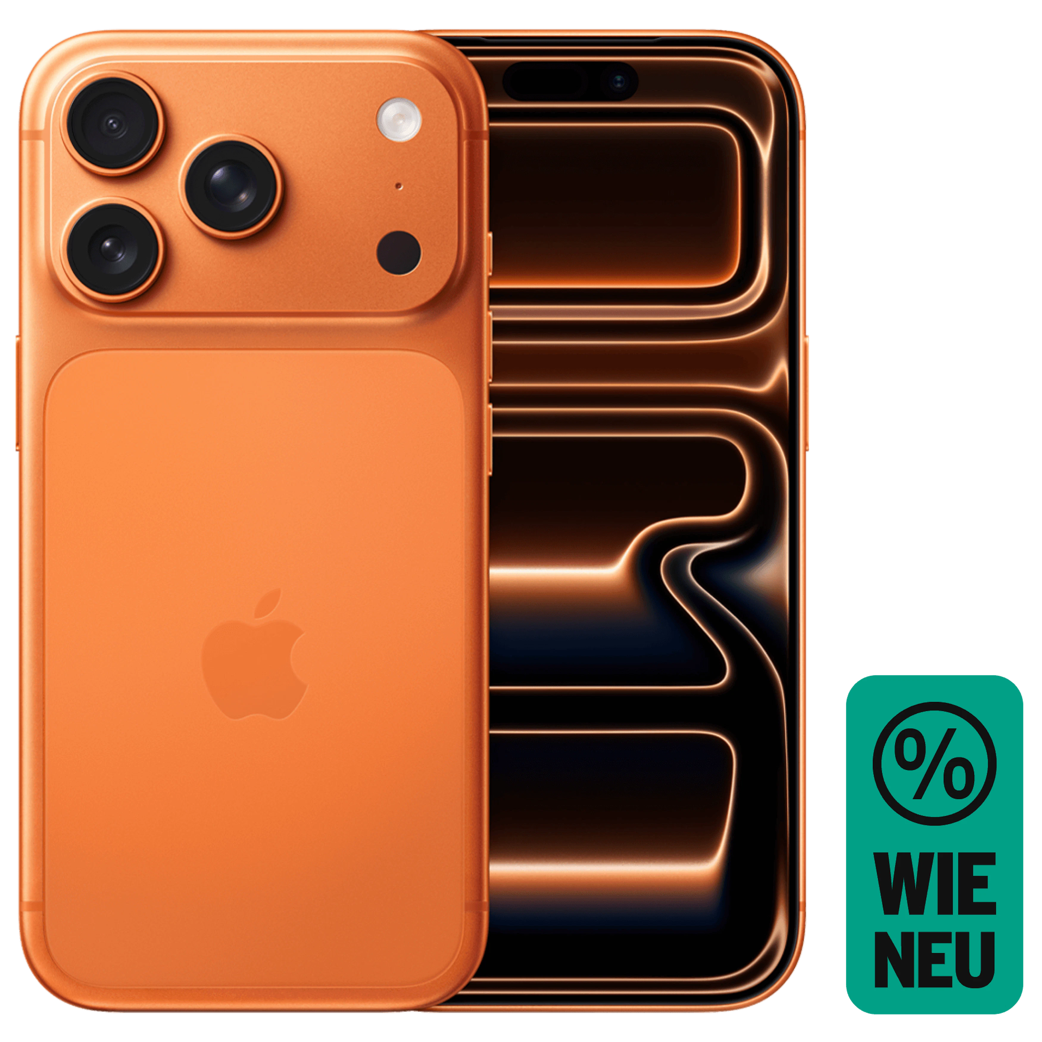 Rück- & Frontansicht Apple iPhone 17 Pro Cosmic Orange. Wie neu.