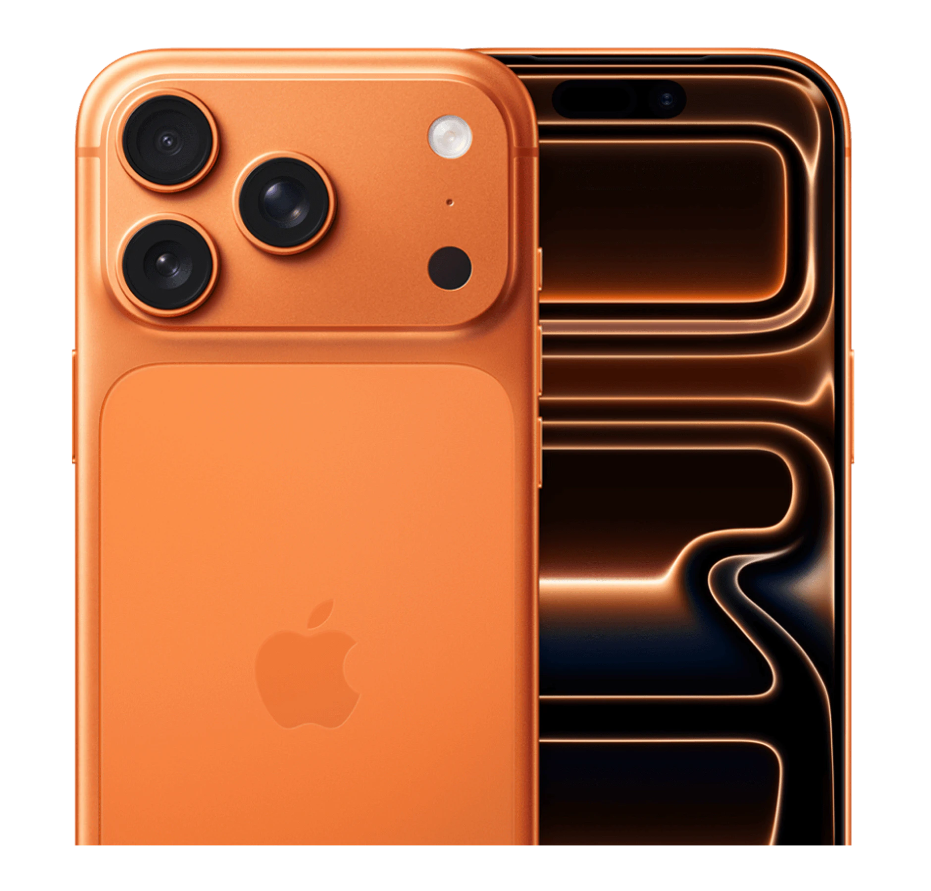 Highlight Bild vom Gerät Rück- & Frontansicht Apple iPhone 17 Pro Cosmic Orange.