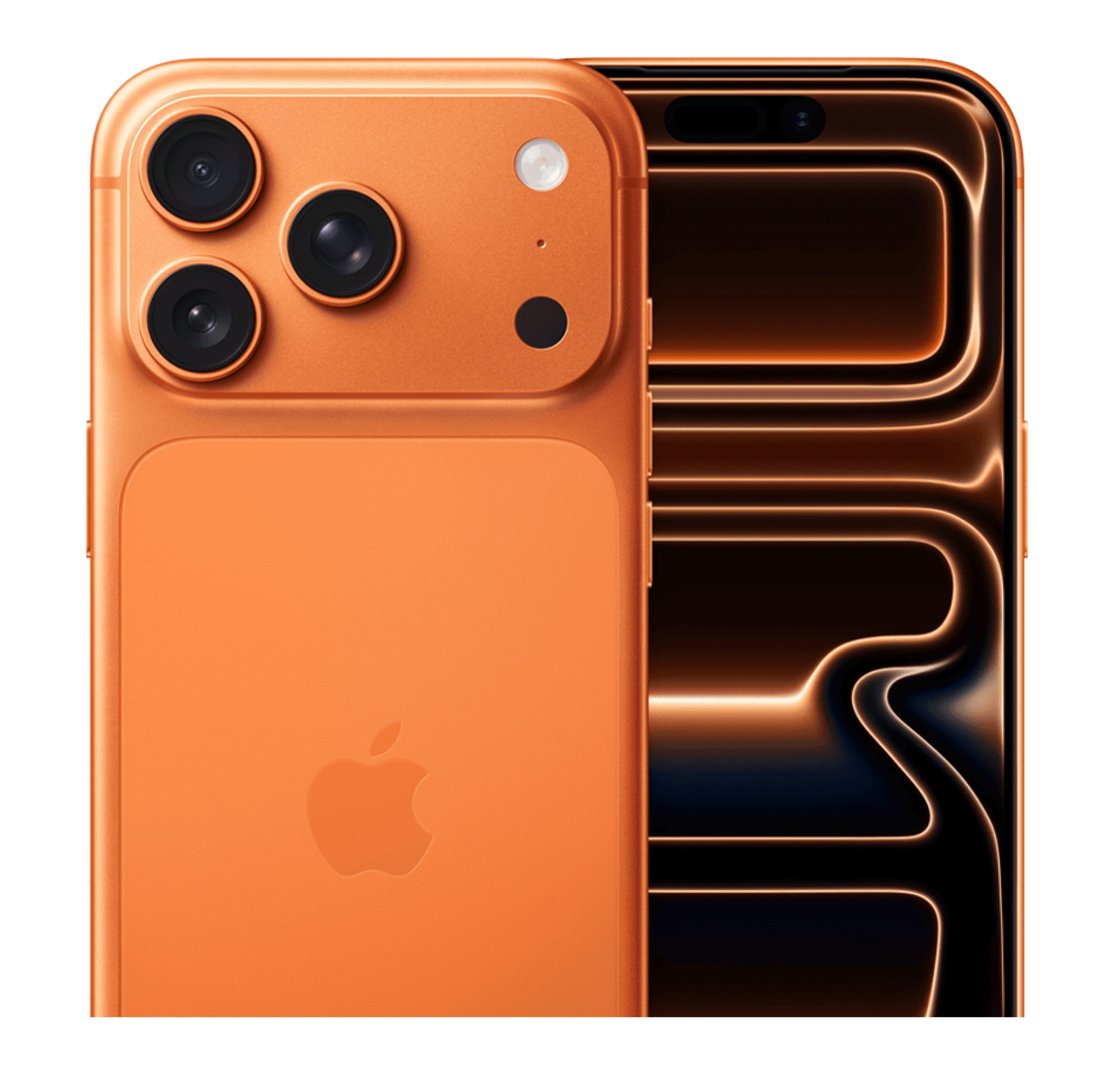 Rück- & Frontansicht Apple iPhone 17 Pro Cosmic Orange.