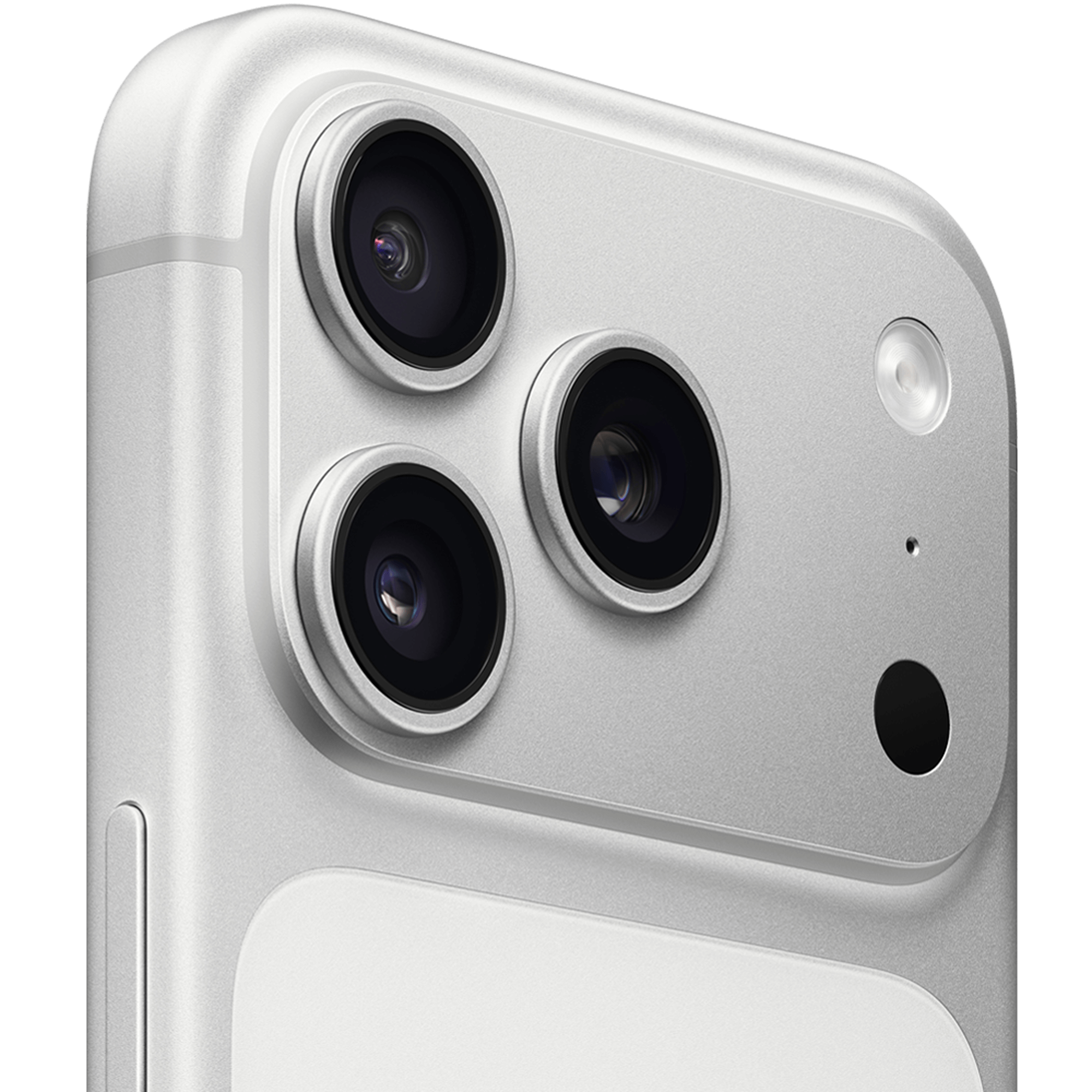 Angeschrägte Rückansicht Apple iPhone 17 Pro Silver.