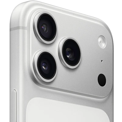 Angeschrägte Rückansicht Apple iPhone 17 Pro Silver.