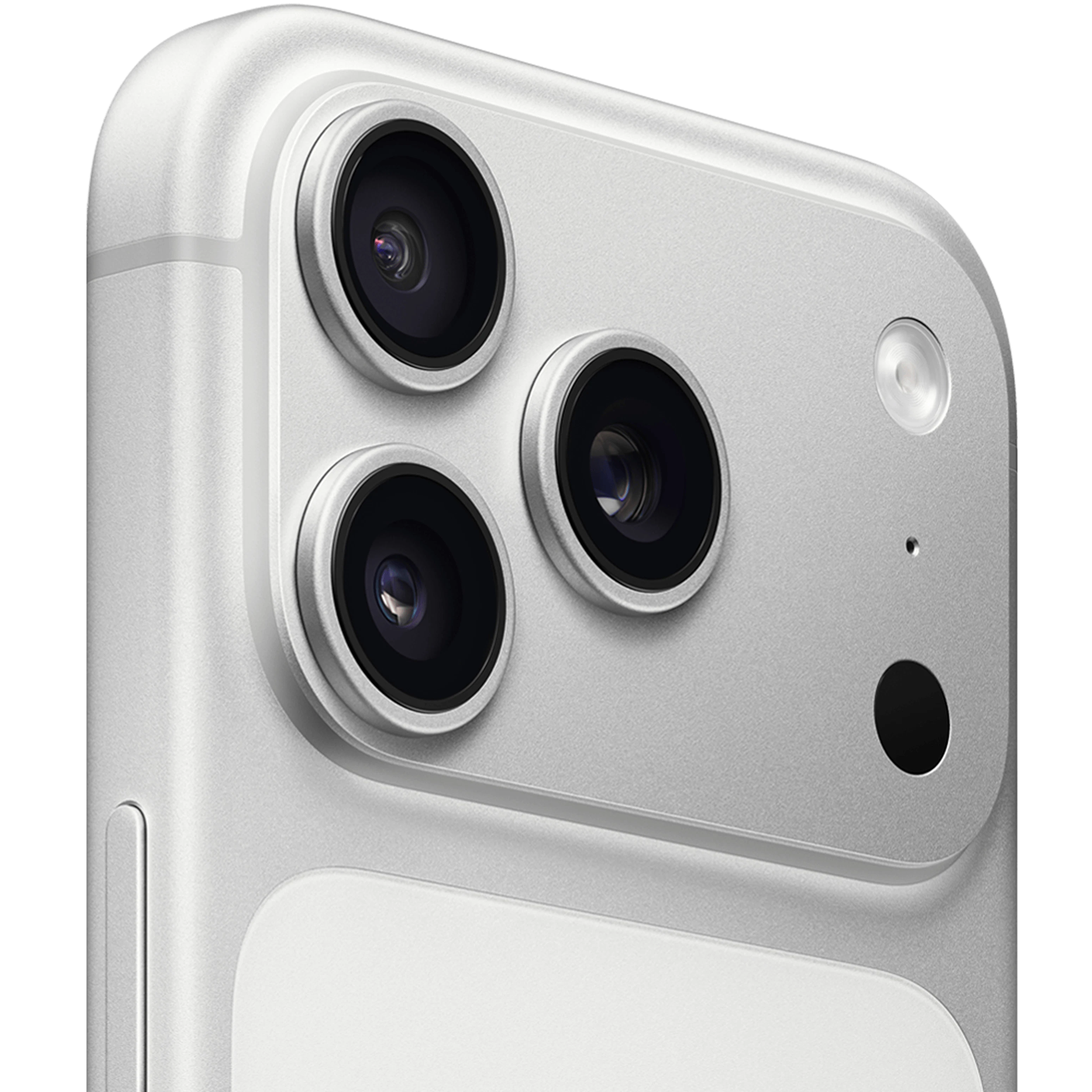 Angeschrägte Rückansicht Apple iPhone 17 Pro Silver.