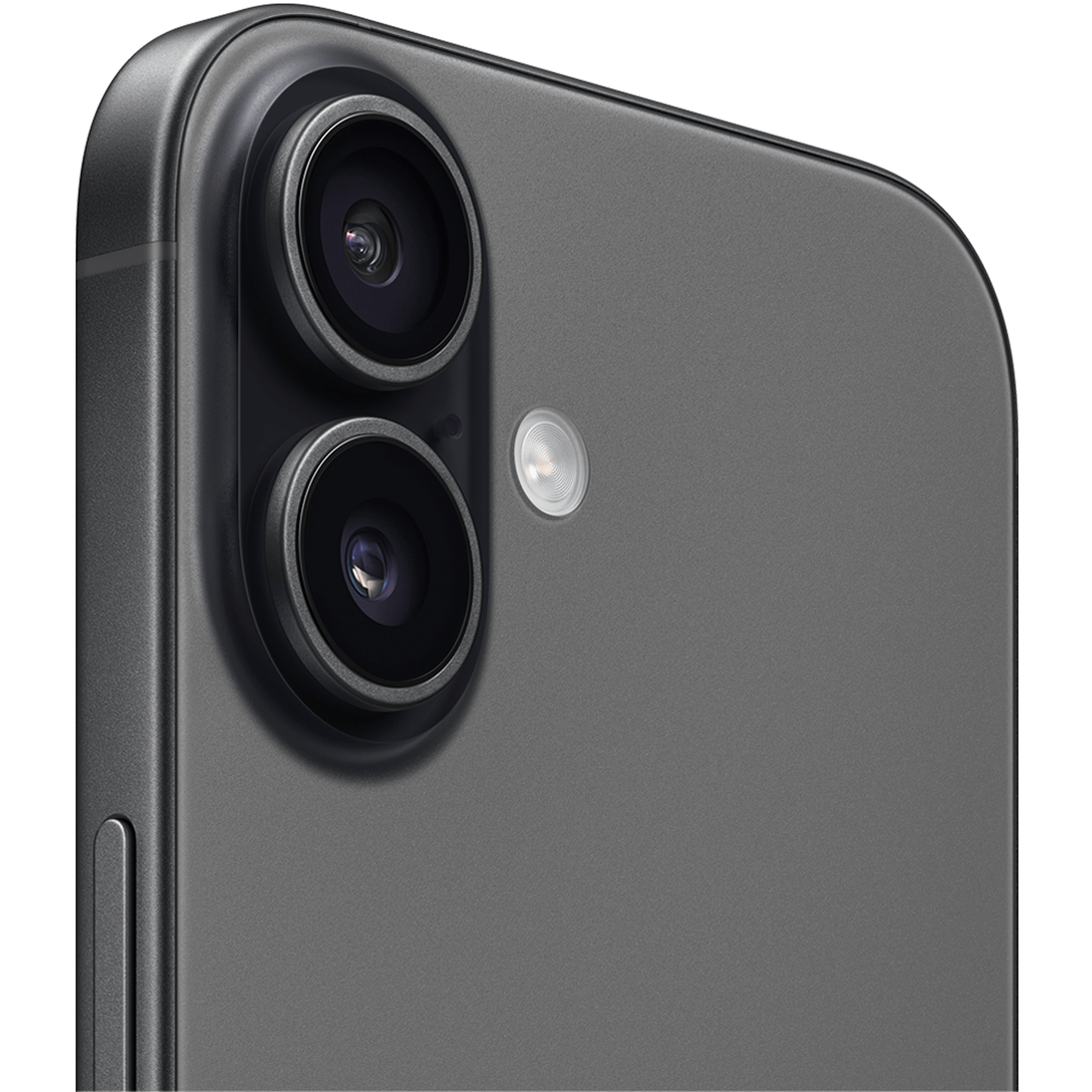 Angeschrägte Rückansicht Apple iPhone 17 Black.