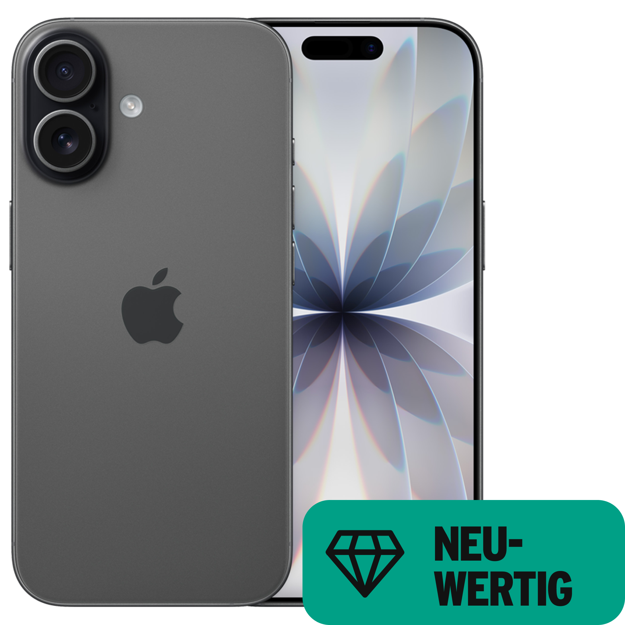 Vorder- und Rückansicht Apple iPhone 17 Schwarz. Neuwertig.
