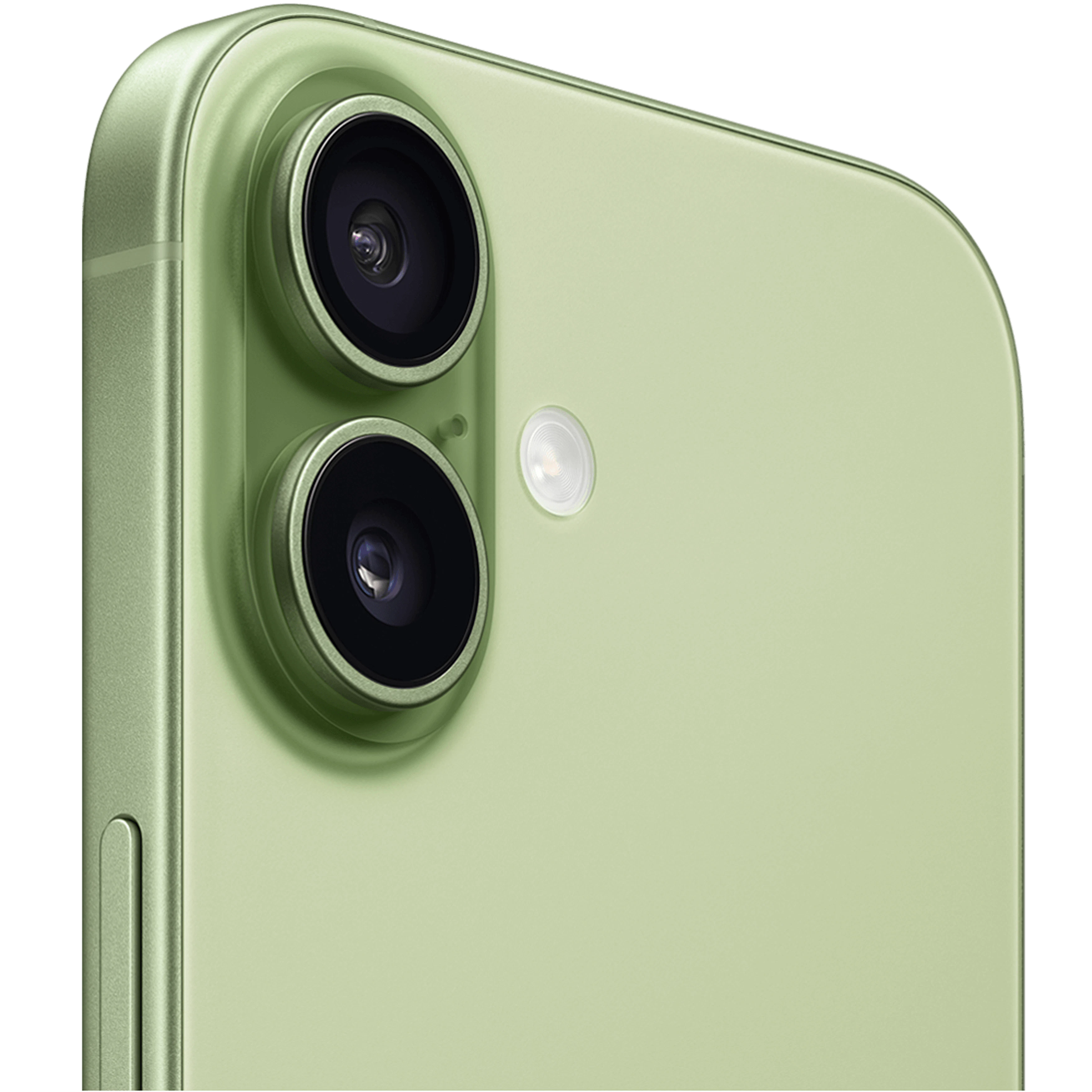Angeschrägte Rückansicht Apple iPhone 17 Sage.