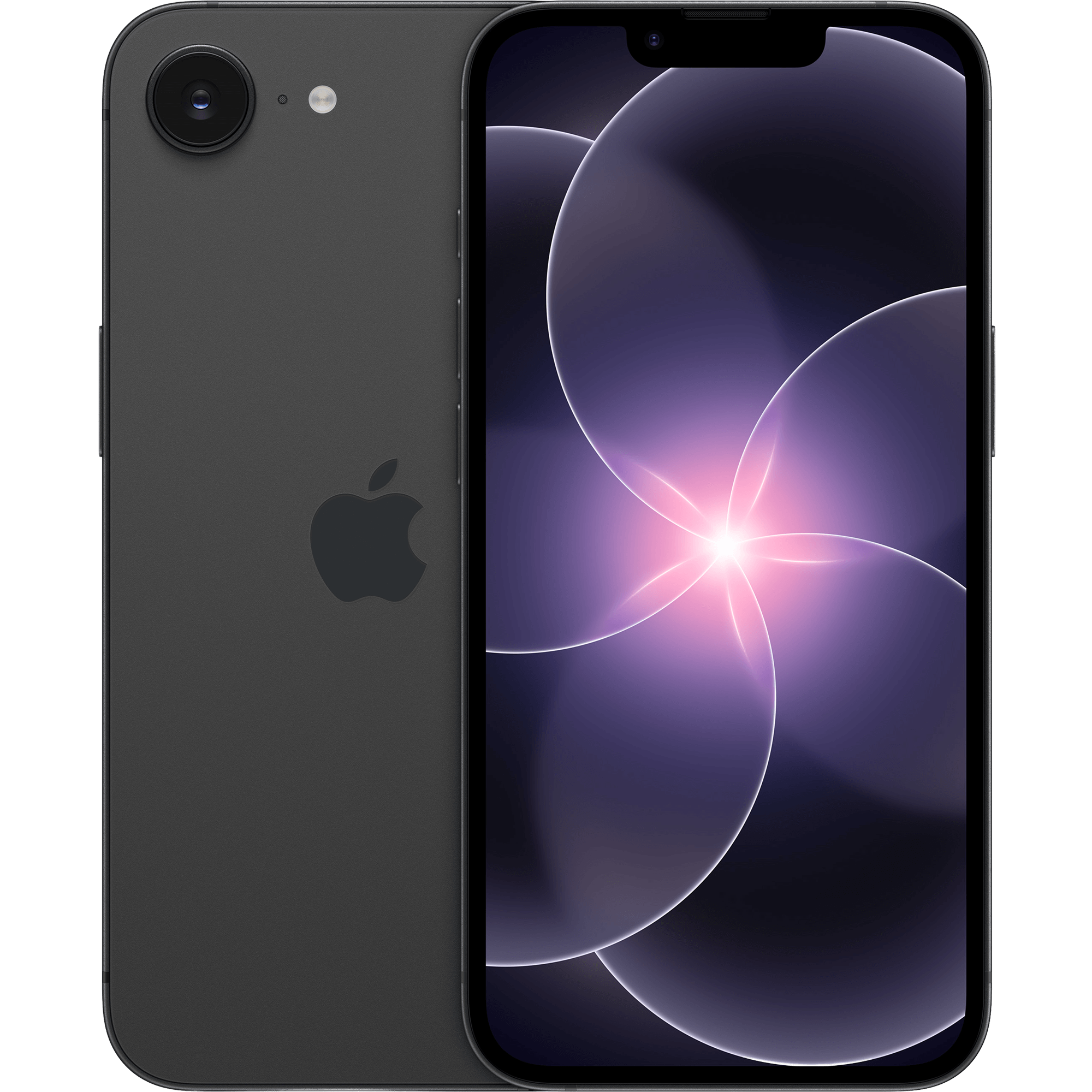 Rück- und Vorderansicht iPhone 17e in schwarz.