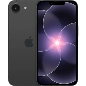 Rück- und Vorderansicht iPhone 17e in schwarz.