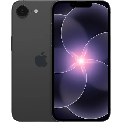 Rück- und Vorderansicht iPhone 17e in schwarz.
