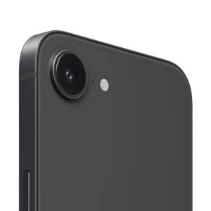 Rückansicht iPhone 17e in schwarz mit Fokus auf Rückkamera.