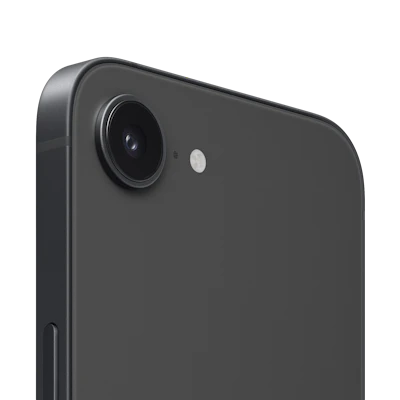 Rückansicht iPhone 17e in schwarz mit Fokus auf Rückkamera.