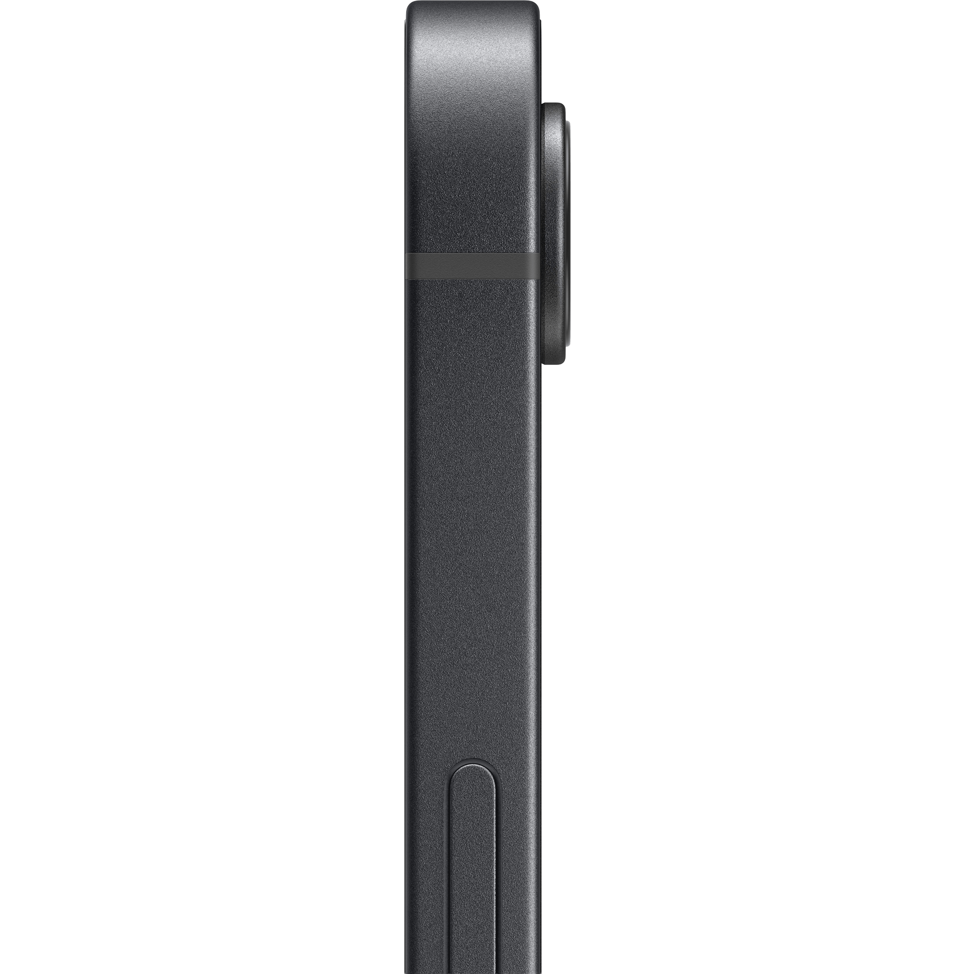 Seitenansicht iPhone 17e in schwarz.