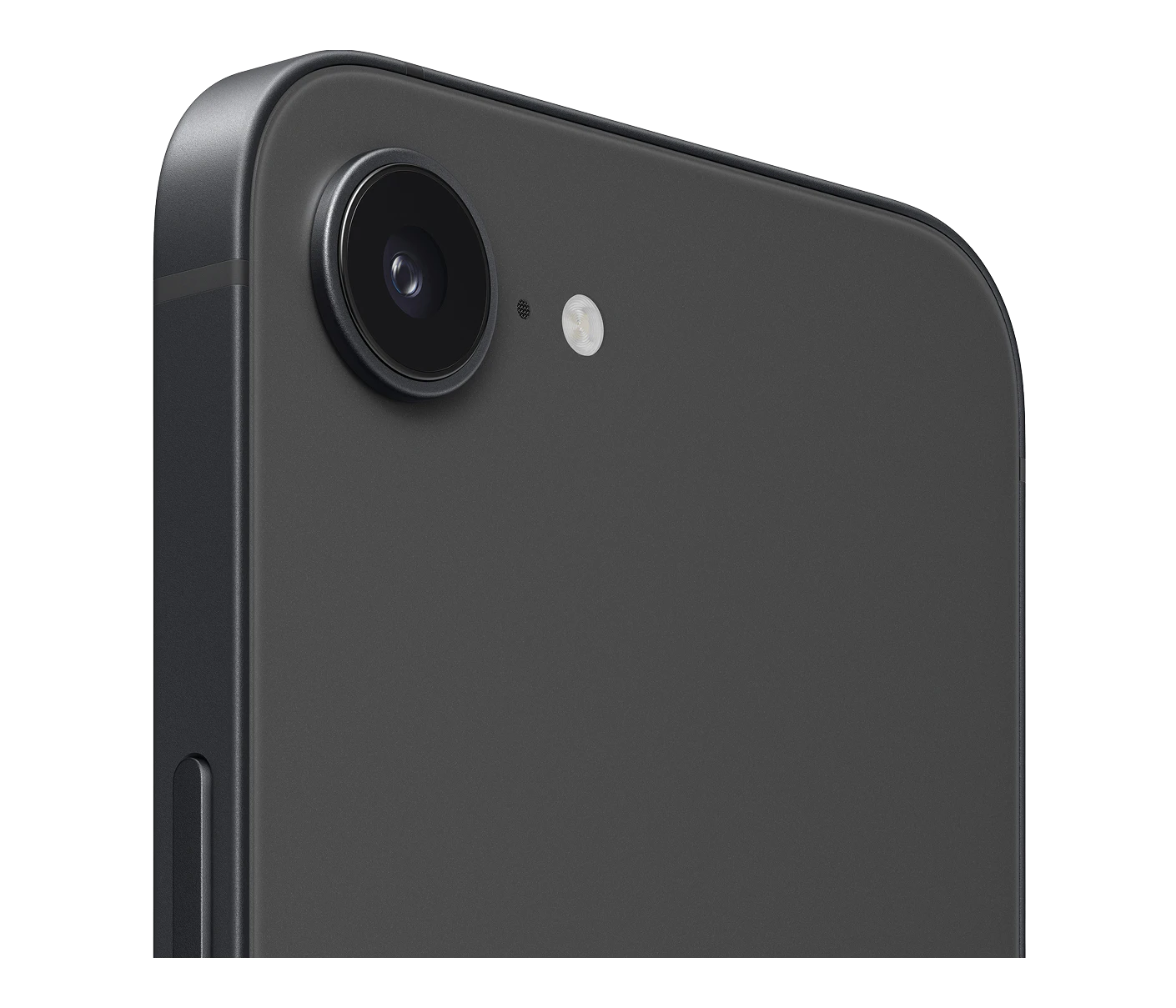 Rückansicht iPhone 17e in schwarz mit Fokus auf Rückkamera.