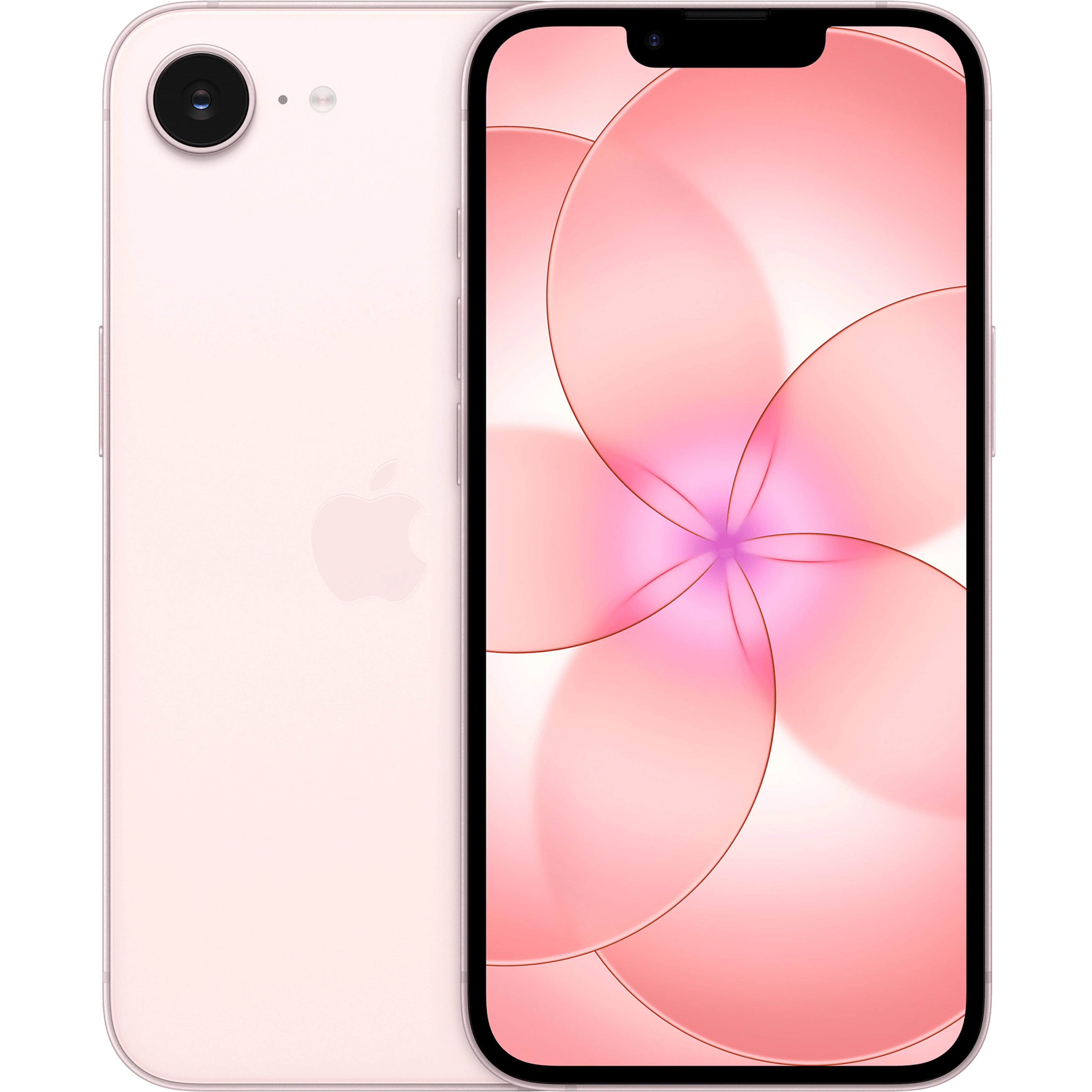 Rück- und Vorderansicht iPhone 17e in pink.