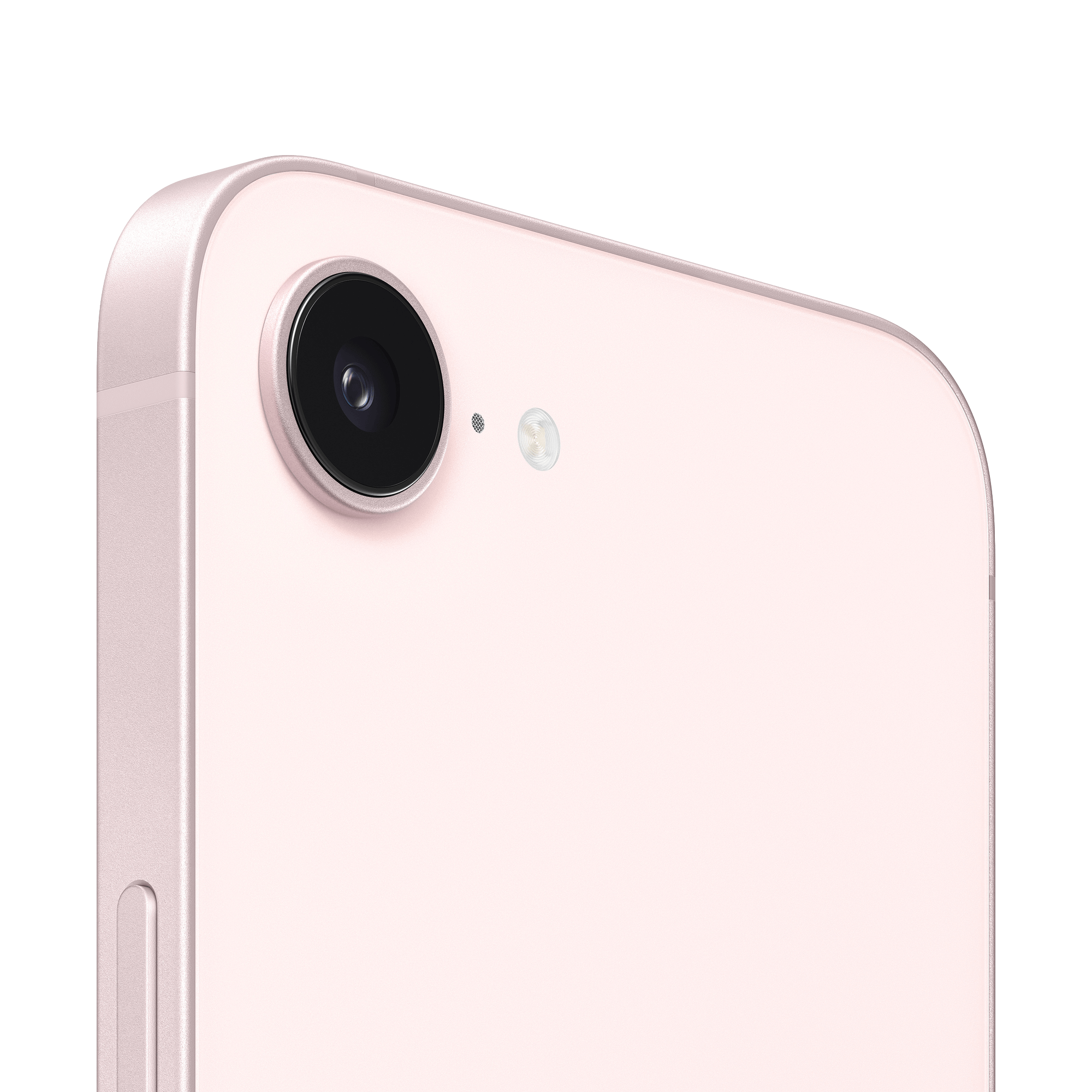 Rückansicht iPhone 17e in pink mit Fokus auf Rückkamera.