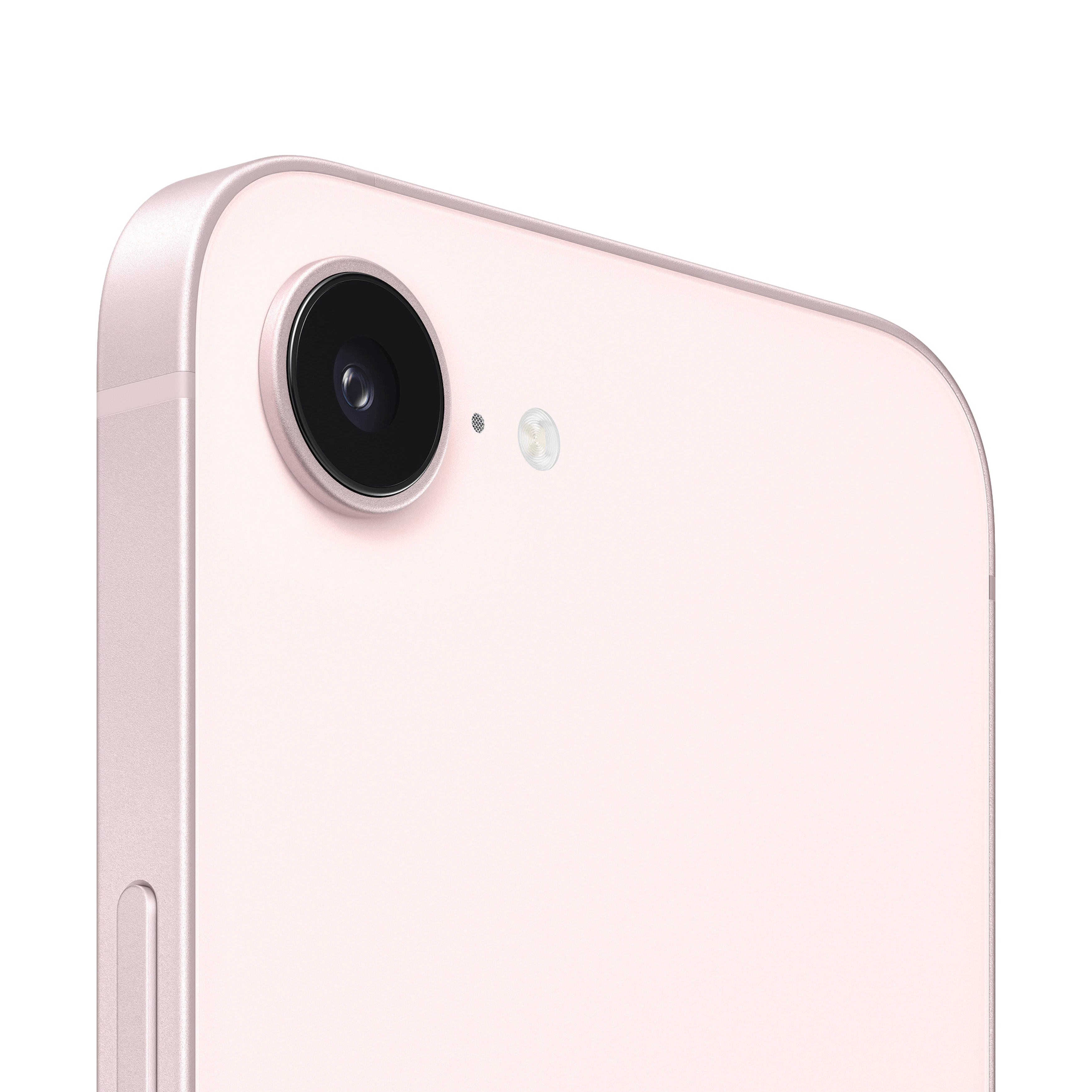 Rückansicht iPhone 17e in pink mit Fokus auf Rückkamera.