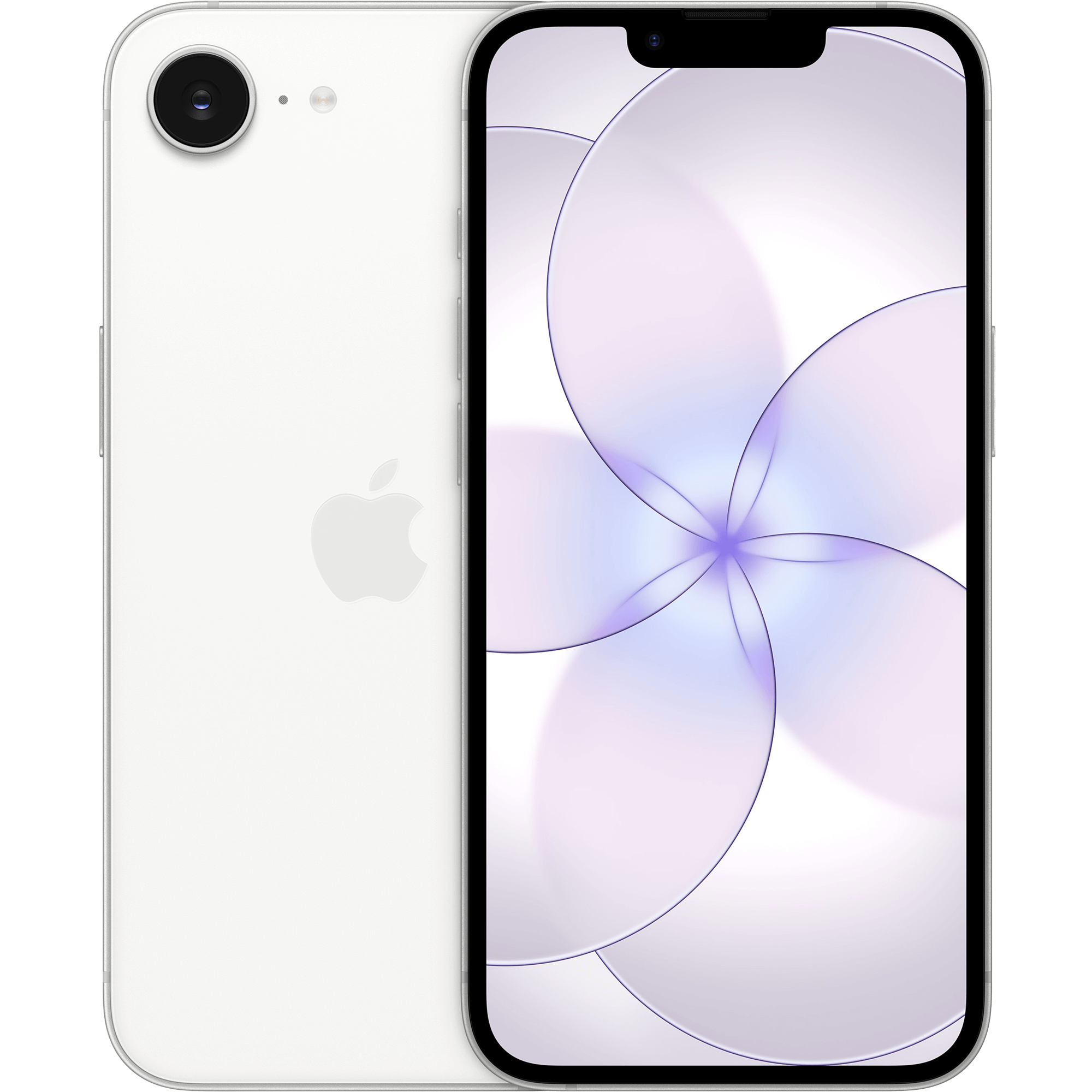 Rück- und Vorderansicht iPhone 17e in weiß.